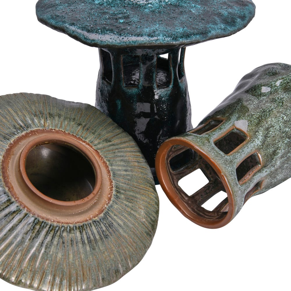 Hello Honey® 9" Stoneware Mushroom Lantern with Lid Set, 2ct.