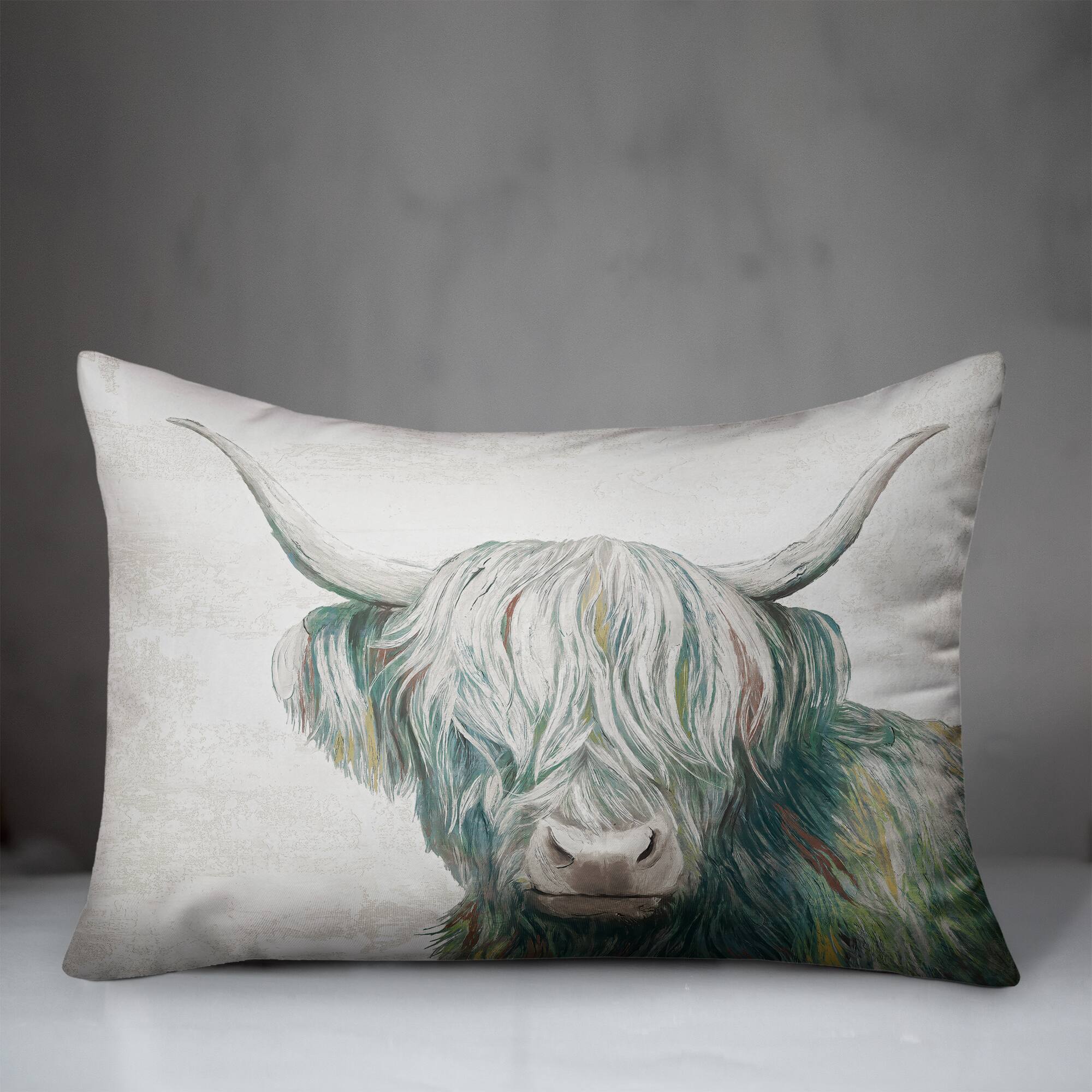 Highland Cow Painted 20" x 14" Indoor/Outdoor Pillow