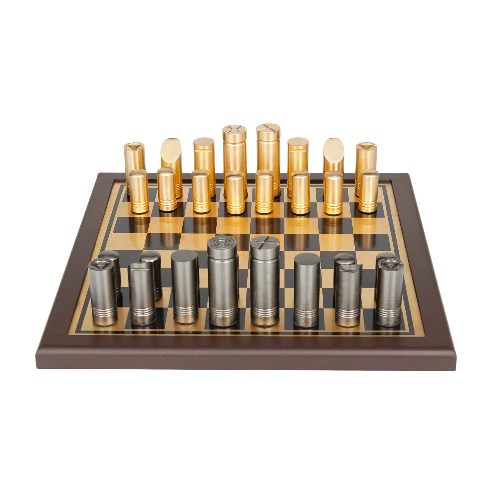 Gold Aluminum Contemporary Game Set, 14" x 14" x 4"