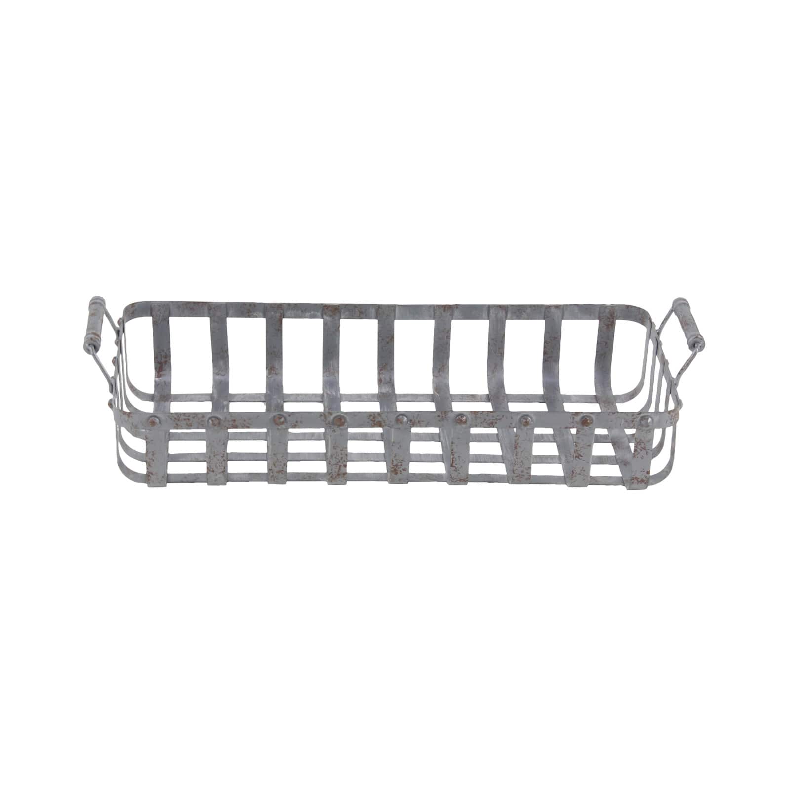 Set of 2" Grey Metal Farmhouse Tray, 20", 24"