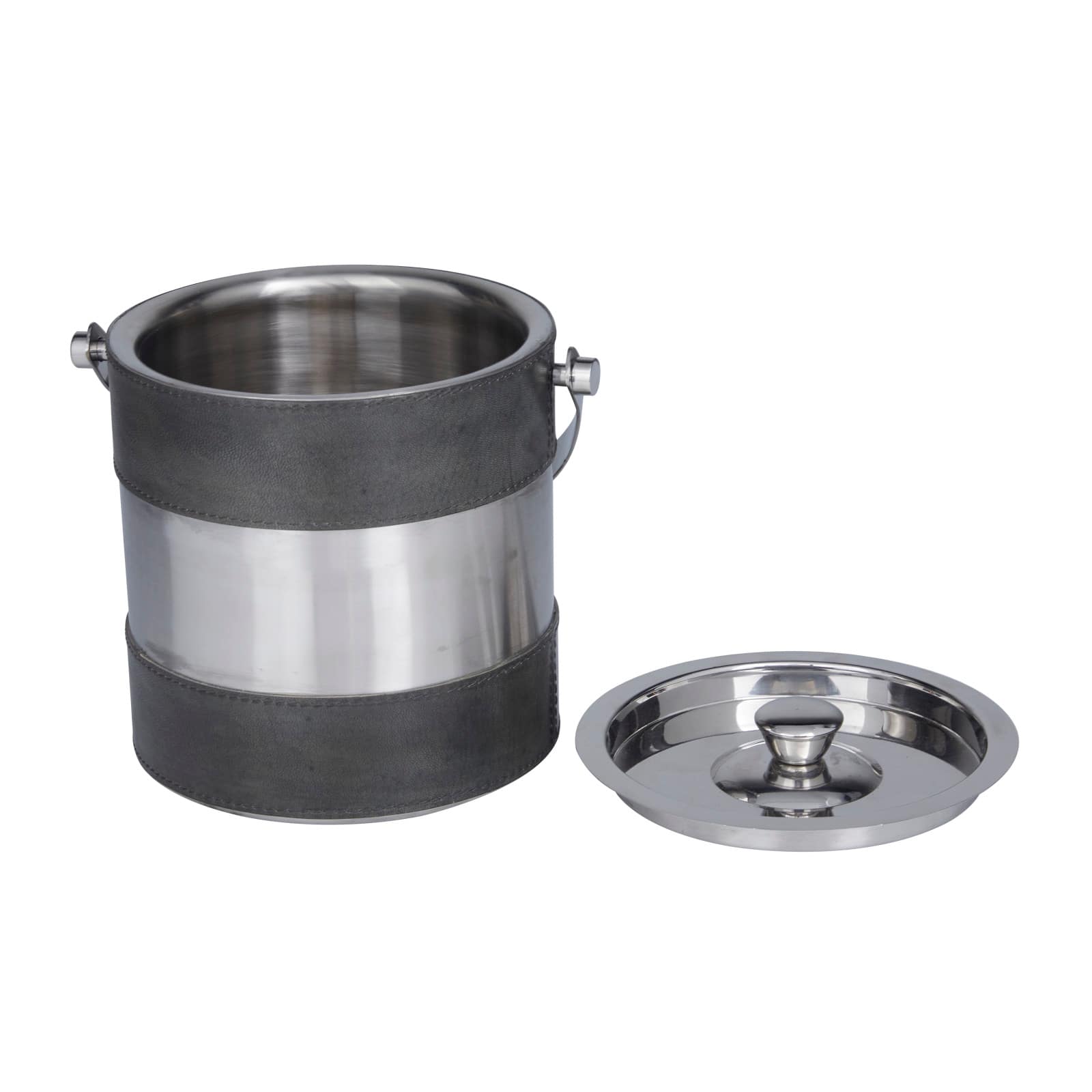 Grey Modern Ice Bucket, 8" x 7" x 12"