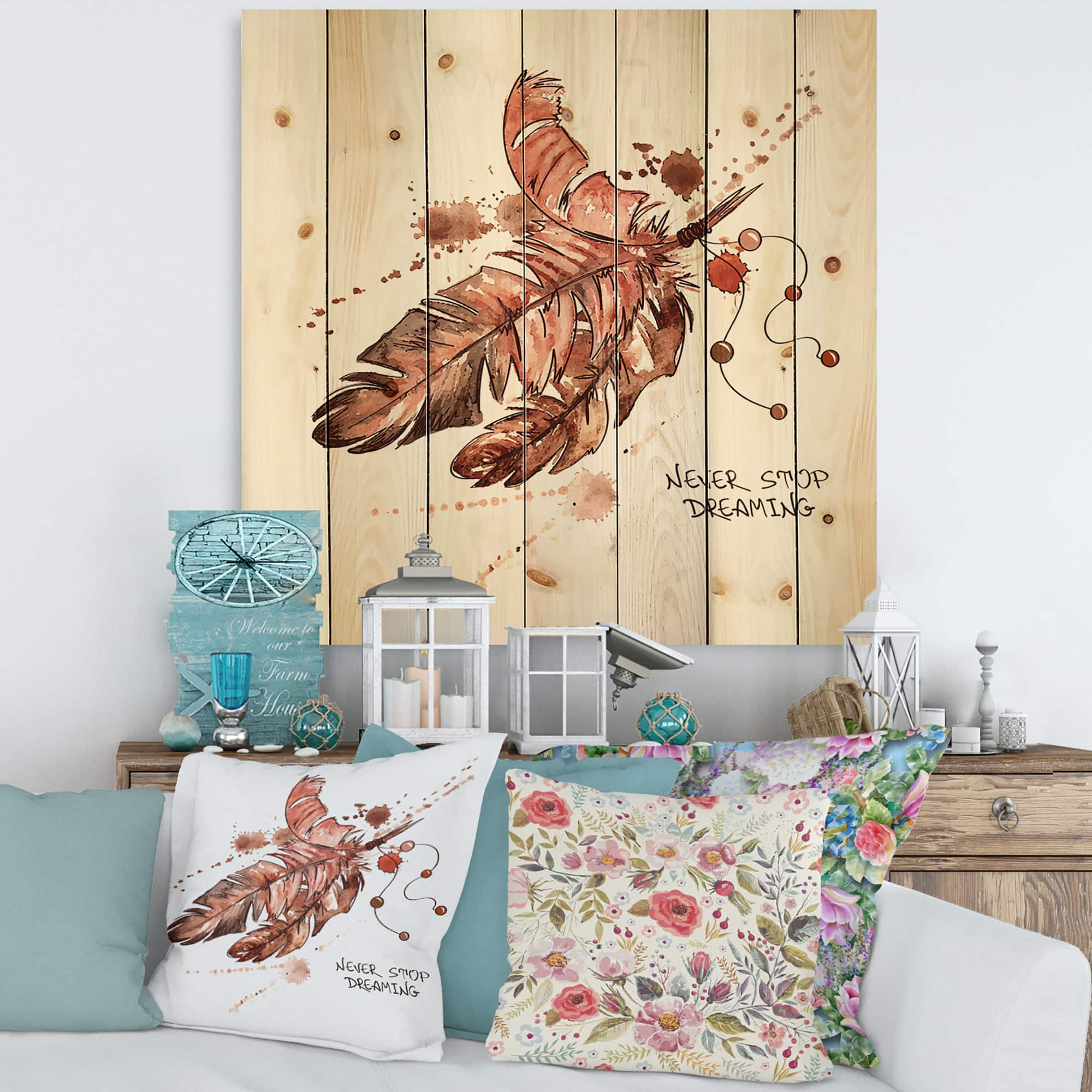 Designart - Bird Feathers In Earth Tones