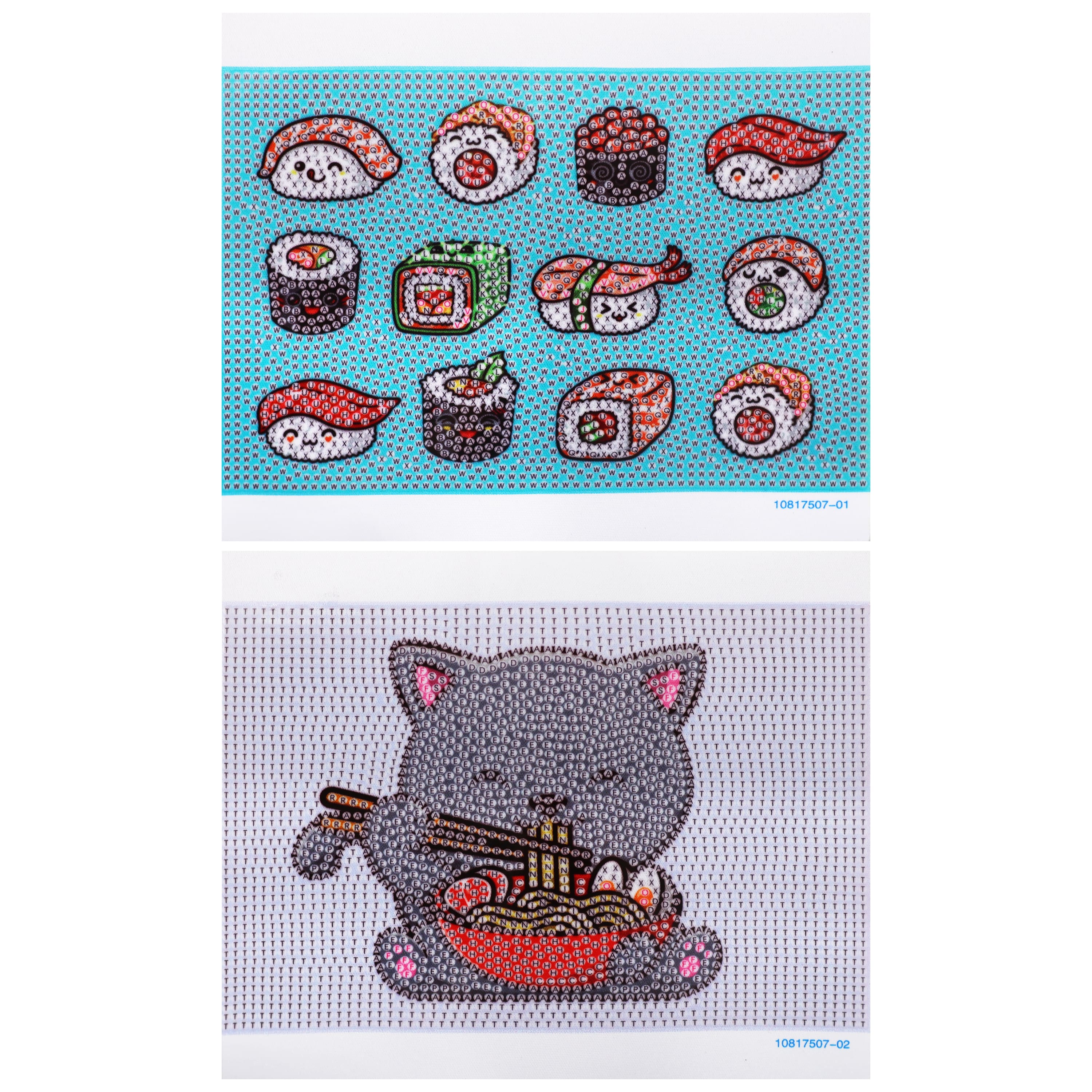 5" x 7" Cat Noodles & Sushi Diamond Art Kit with Wooden Frames by Make Market®