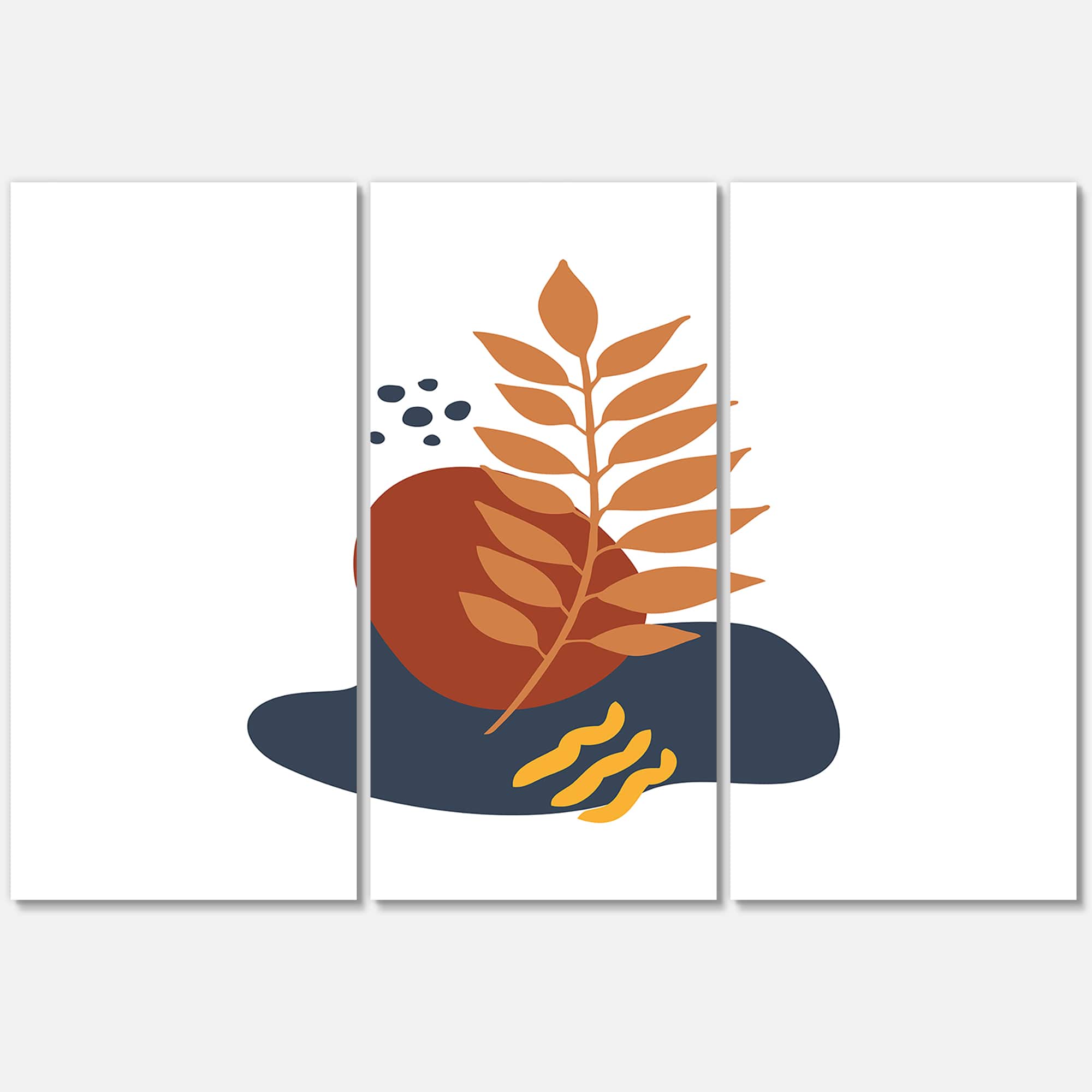 Designart - Abstract Flowers On Minimal Shapes VIII - Modern Canvas Wall Art Print