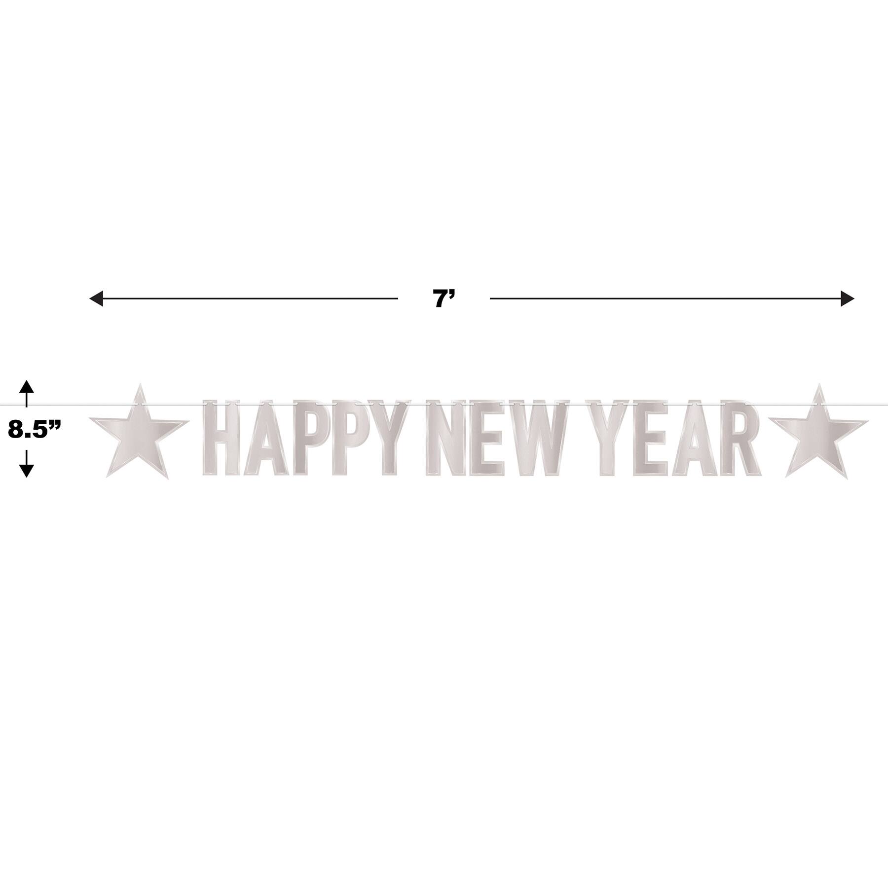Beistle 8.5" x 7ft. Silver Foil Happy New Year Streamer