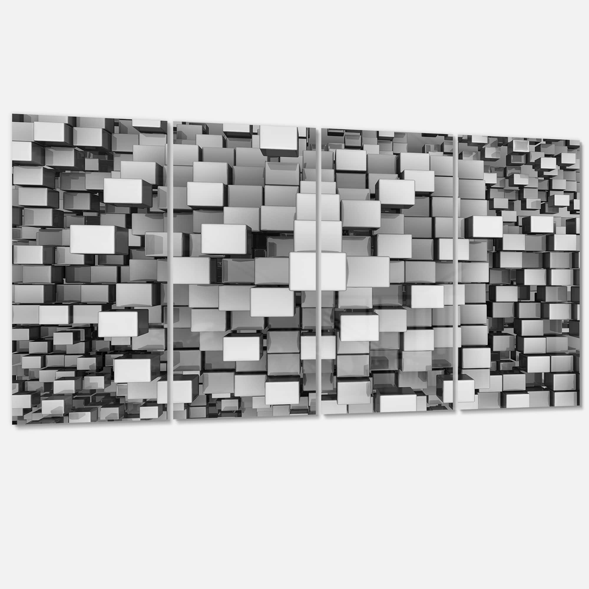 Designart - Black and Grey Cubes - Contemporary Canvas Art Print
