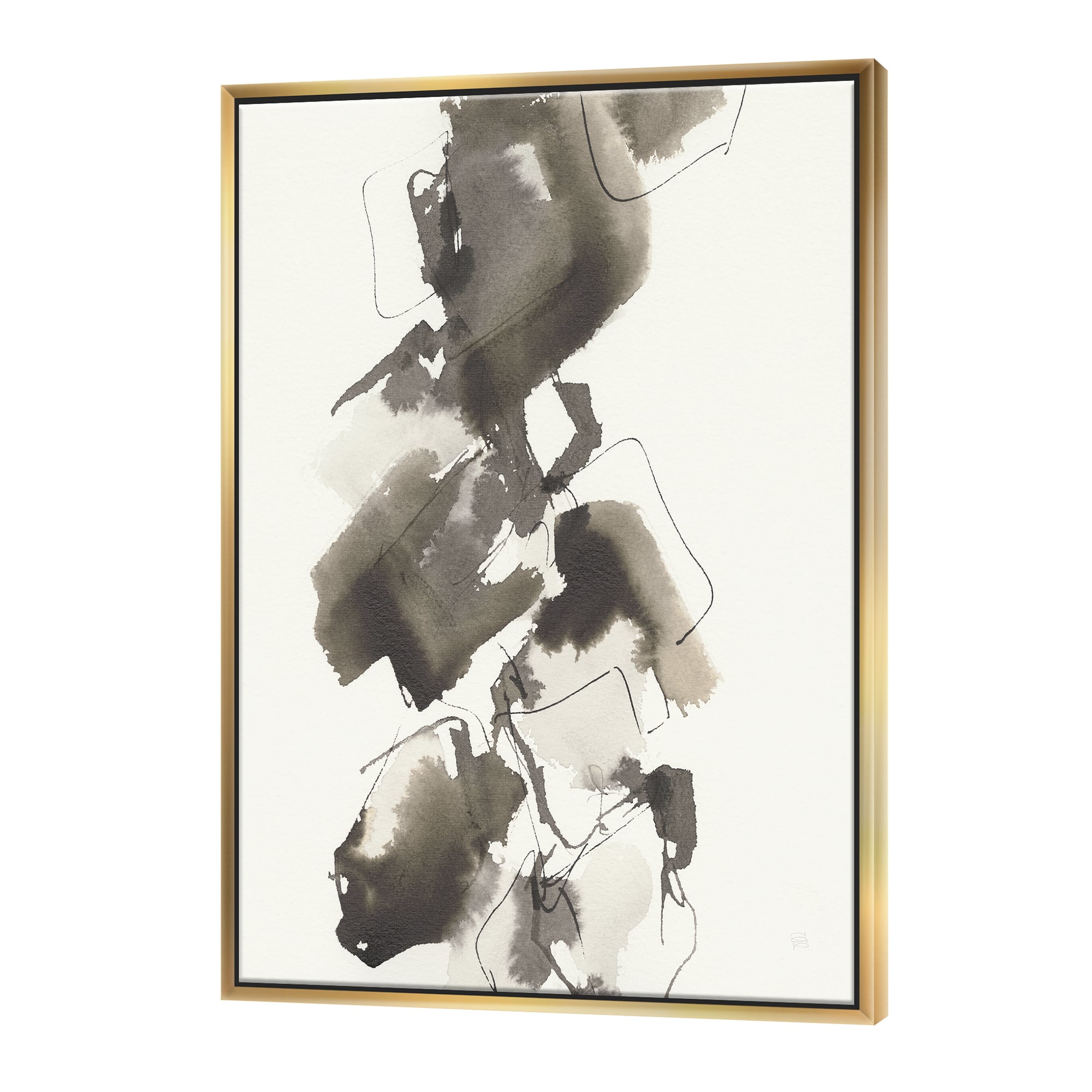 Designart - Geometric Glam Square I - Modern & Contemporary Canvas in Gold Frame