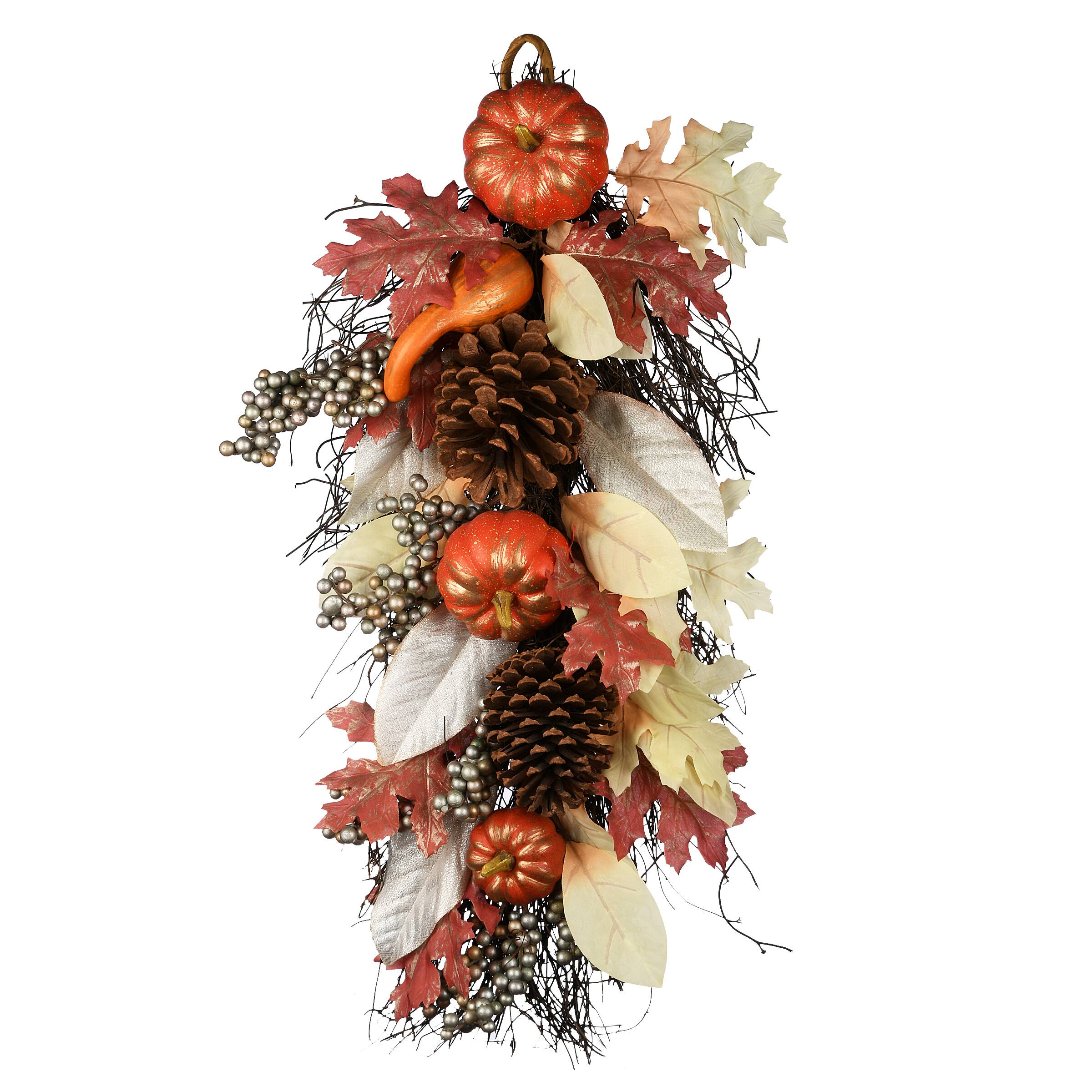 24" Harvest Maple Leaf Teardrop Swag