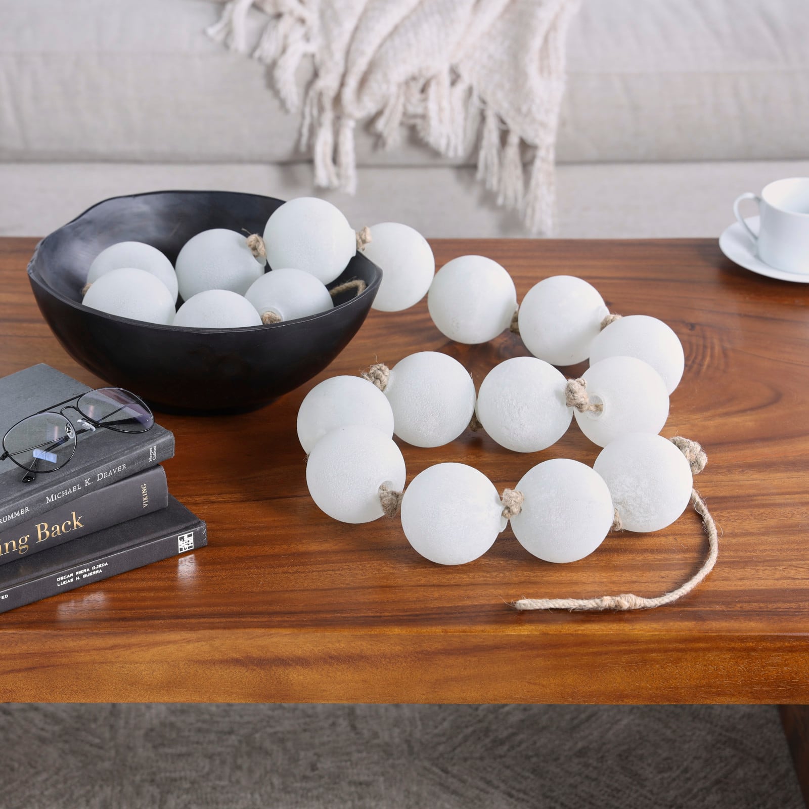 8ft. Extra Long Handmade Glass Beaded Garland with Tassels