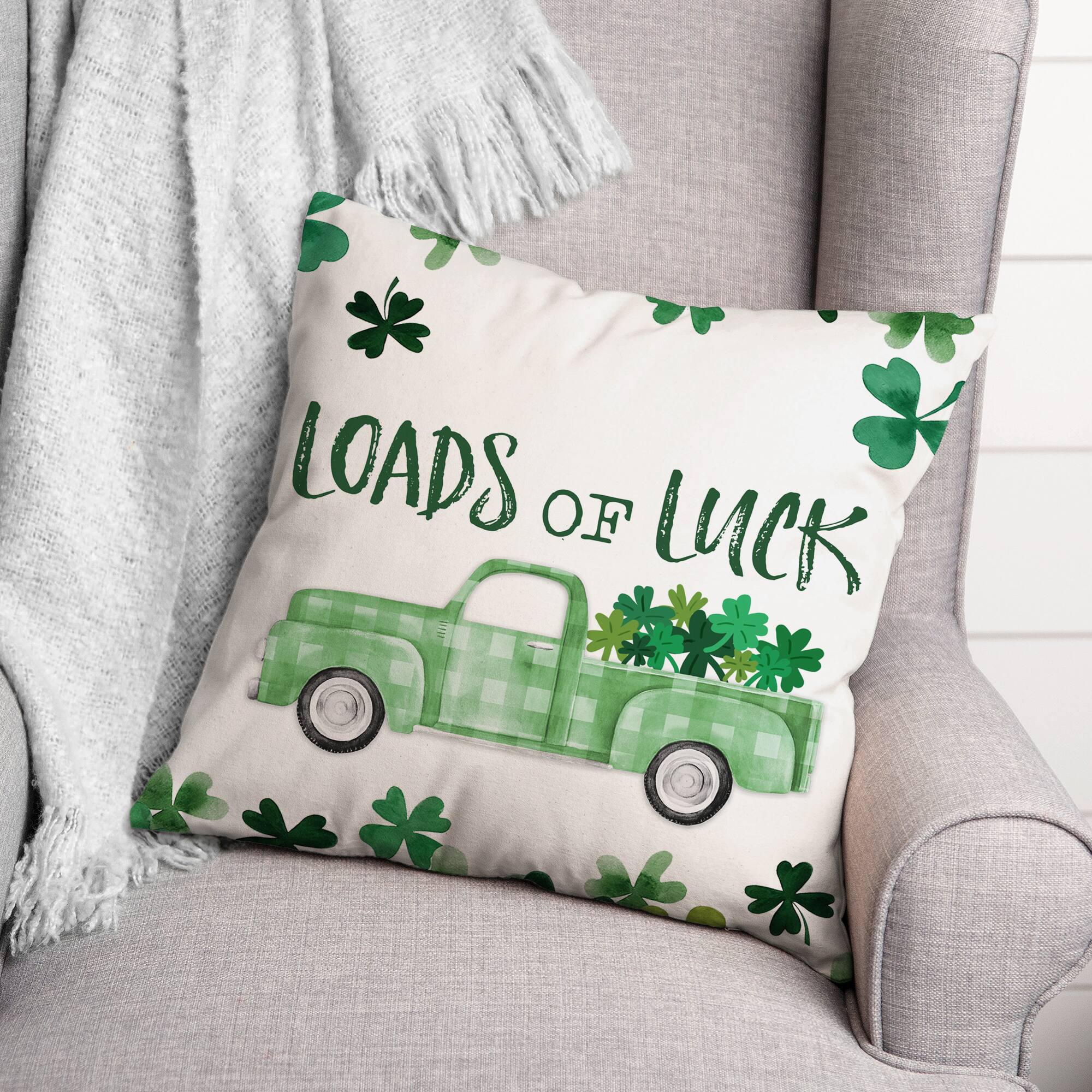 Loads Of Luck Truck Border 18" x 18" Throw Pillow