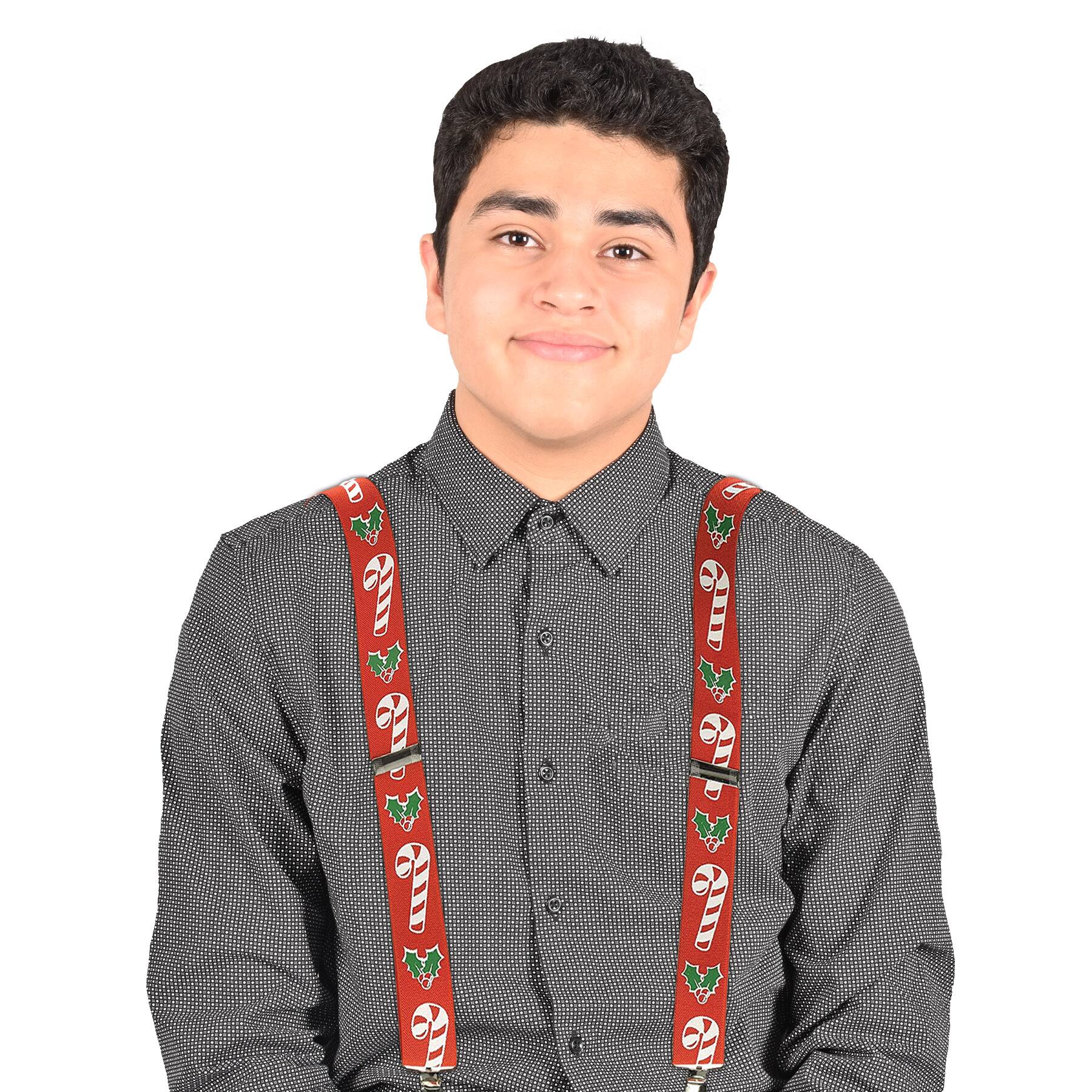 Beistle Adult Candy Cane & Holly Suspenders