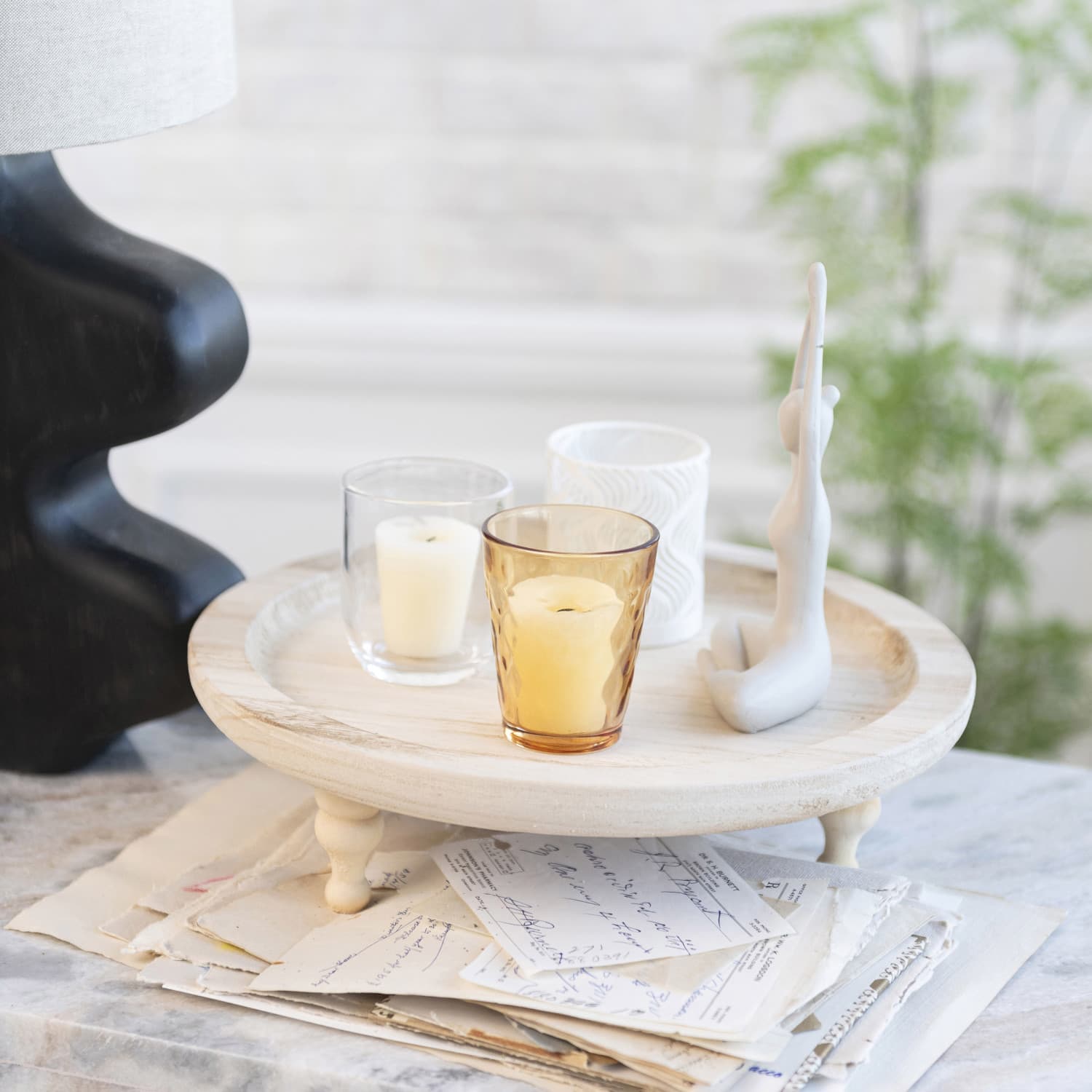 Hello Honey® Yoga Figure & Glass Votive Candle Holder Set