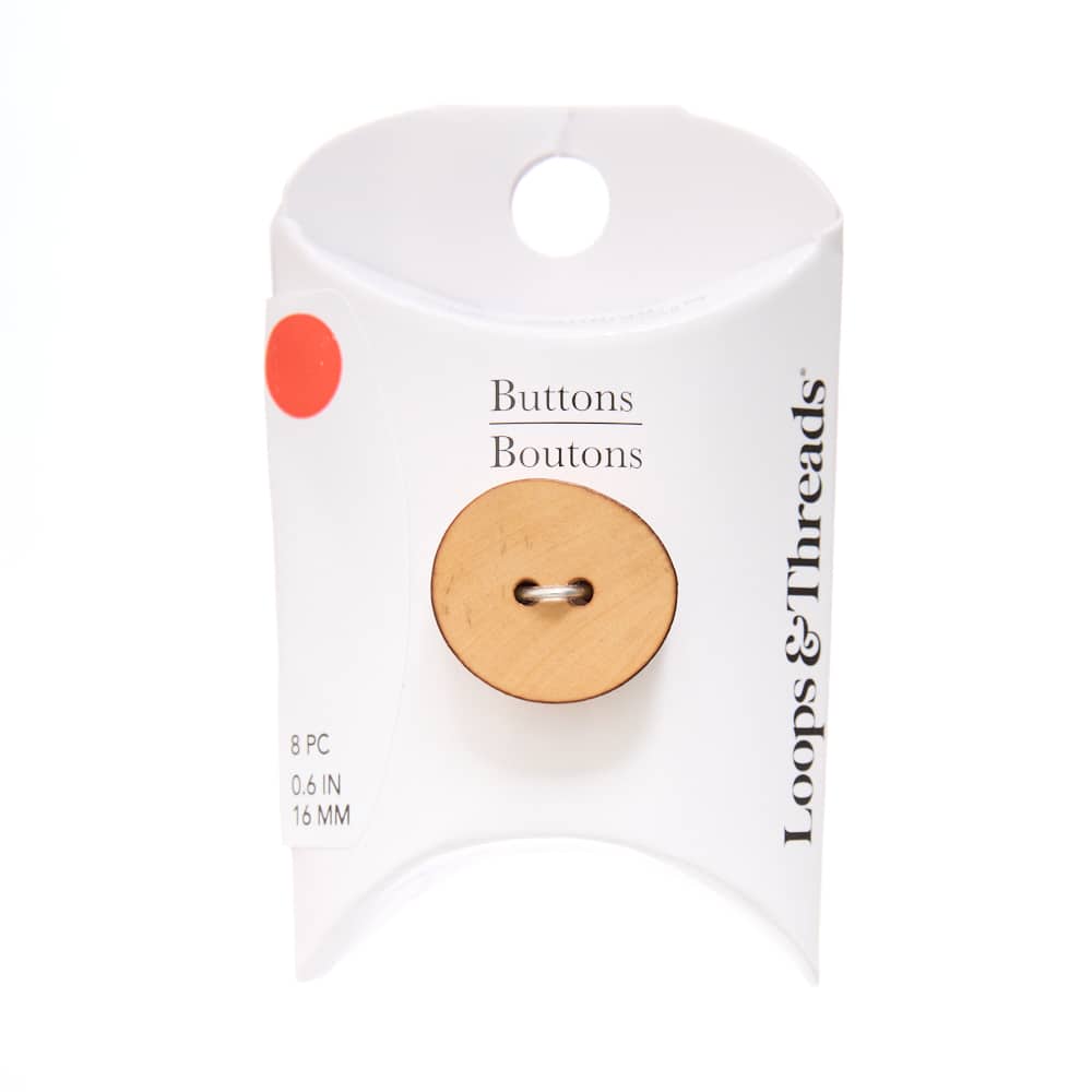 16mm Natural Brown Oval Wood Buttons, 8ct. by Loops & Threads®
