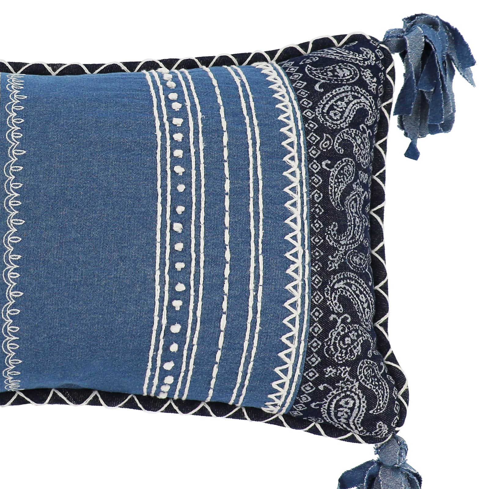 20" x 12" Blue Lumbar Pillow with Tassels by Ashland®