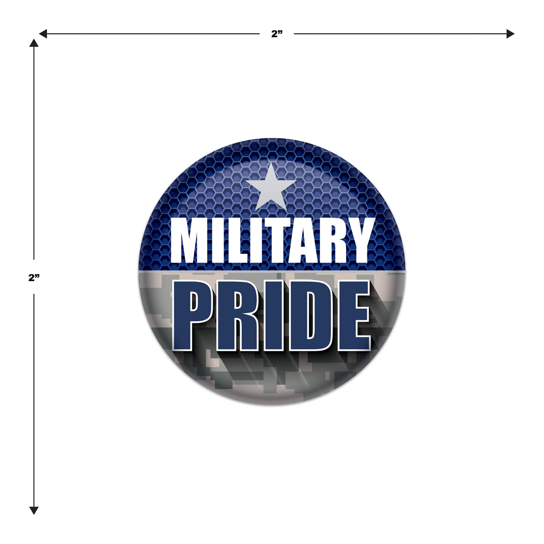 Beistle 2" Blue & Silver Military Pride Buttons, 6ct.