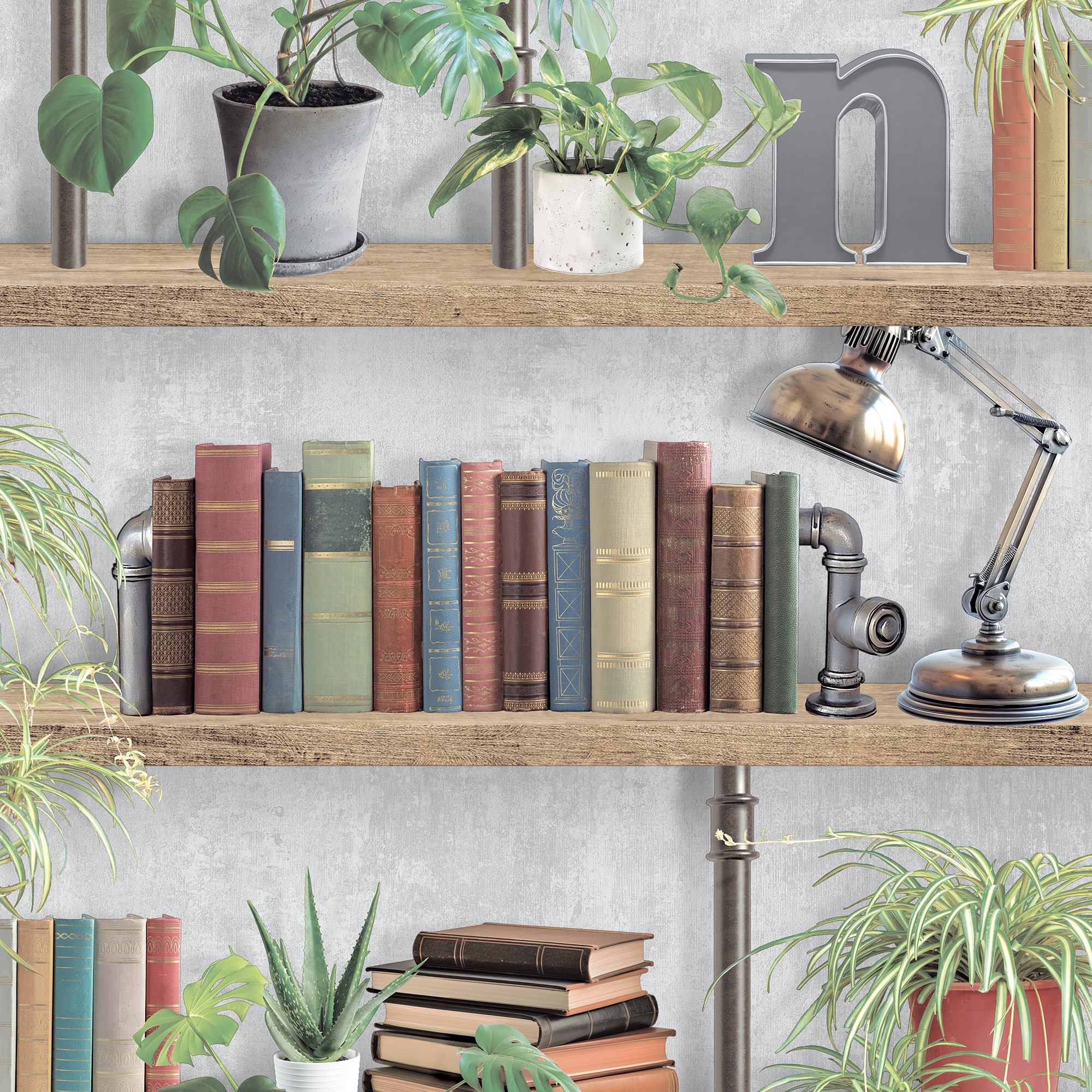 Designs Direct Industrial Book Nook Wallpaper