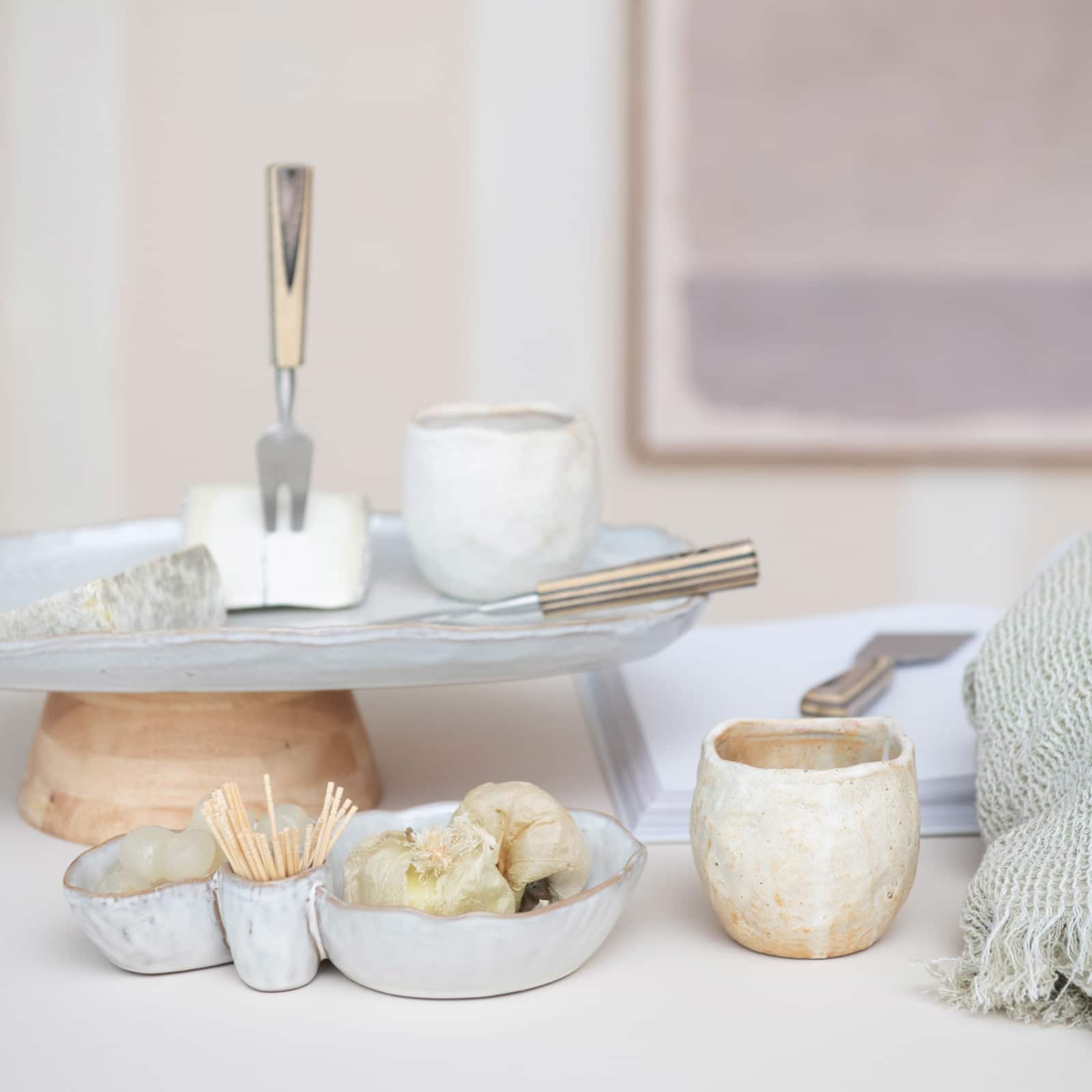 Hello Honey® 8" White Tri-Section Stoneware Dish