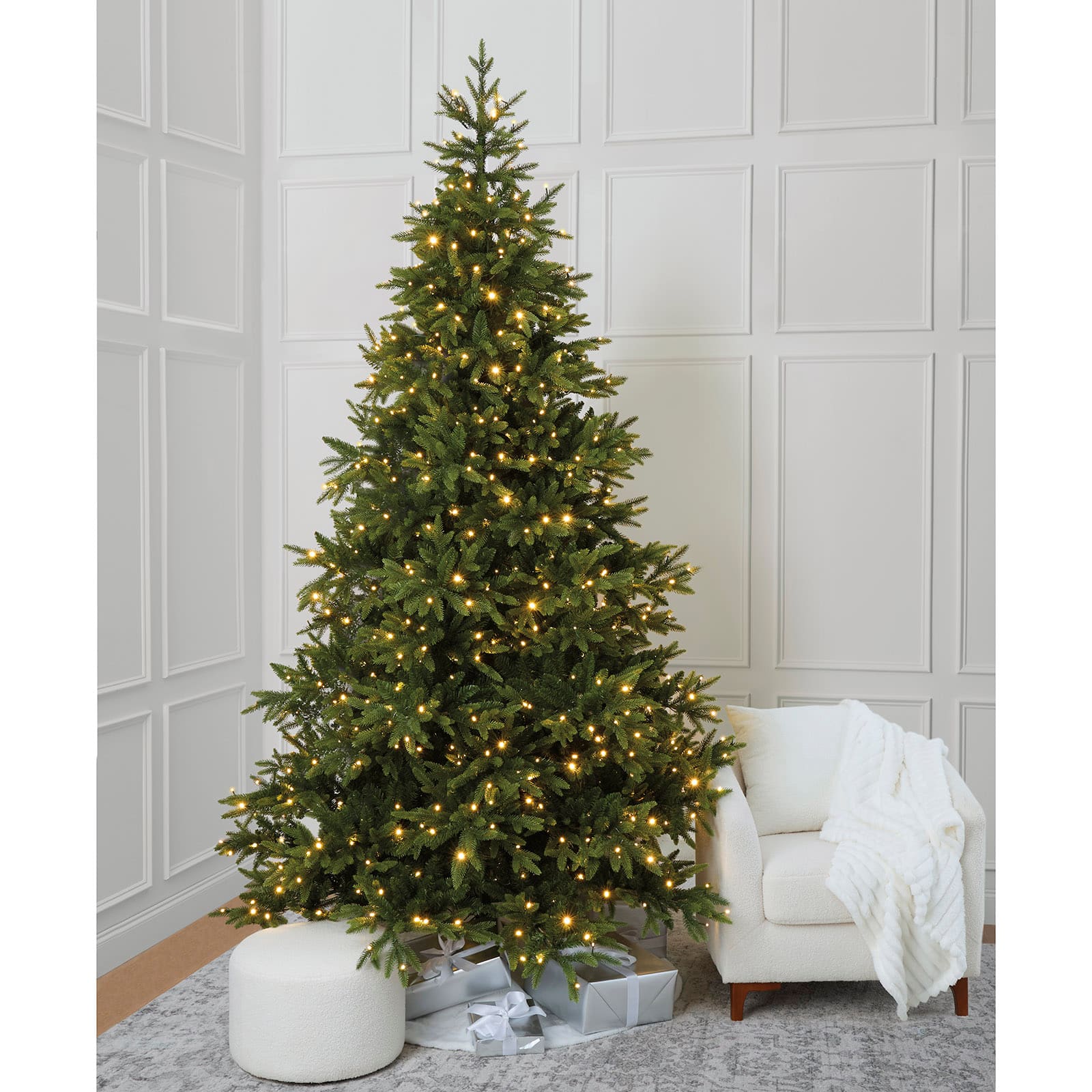 9ft. Pre-Lit Barrington Fir Artificial Christmas Tree, Quick Set® LumaDazzle® Colour Changing Twinkle LED Lights by Ashland®