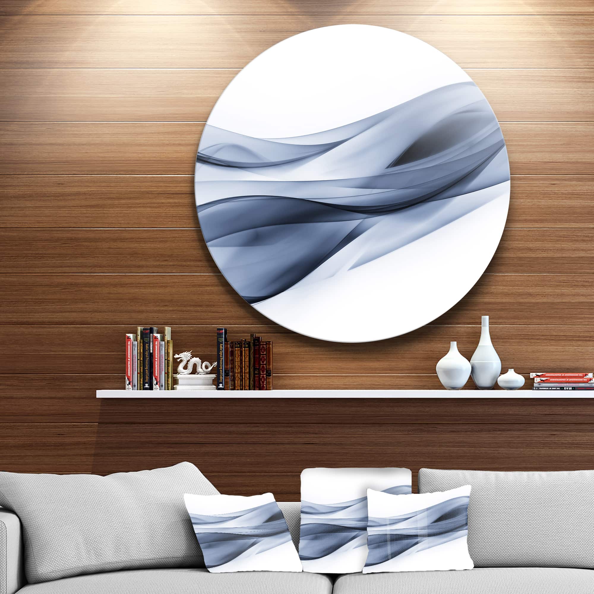 Designart - Glittering Light Blue Pattern' Disc Abstract Circle Metal Wall Art