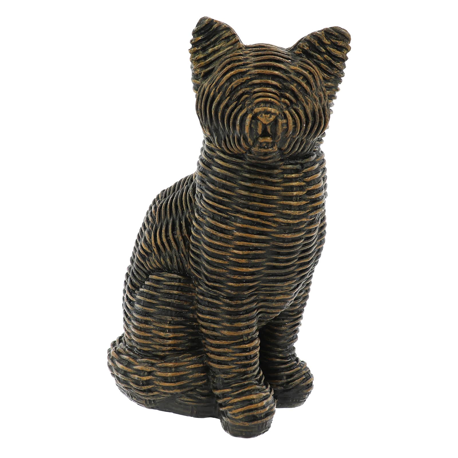 10.75" Rattan-Style Black Cat Tabletop Décor by Ashland®