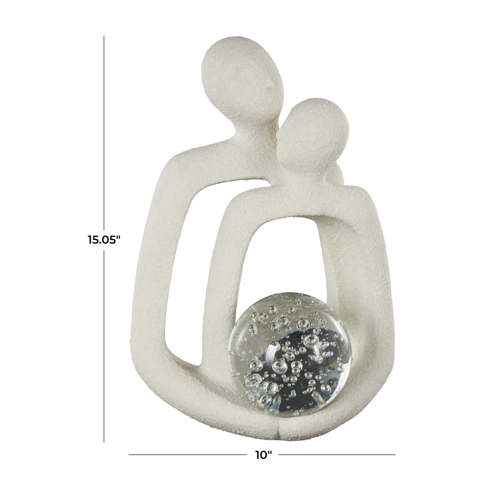 15" White & Clear Glass Bubble Abstract People Polystone Decorative Sculpture