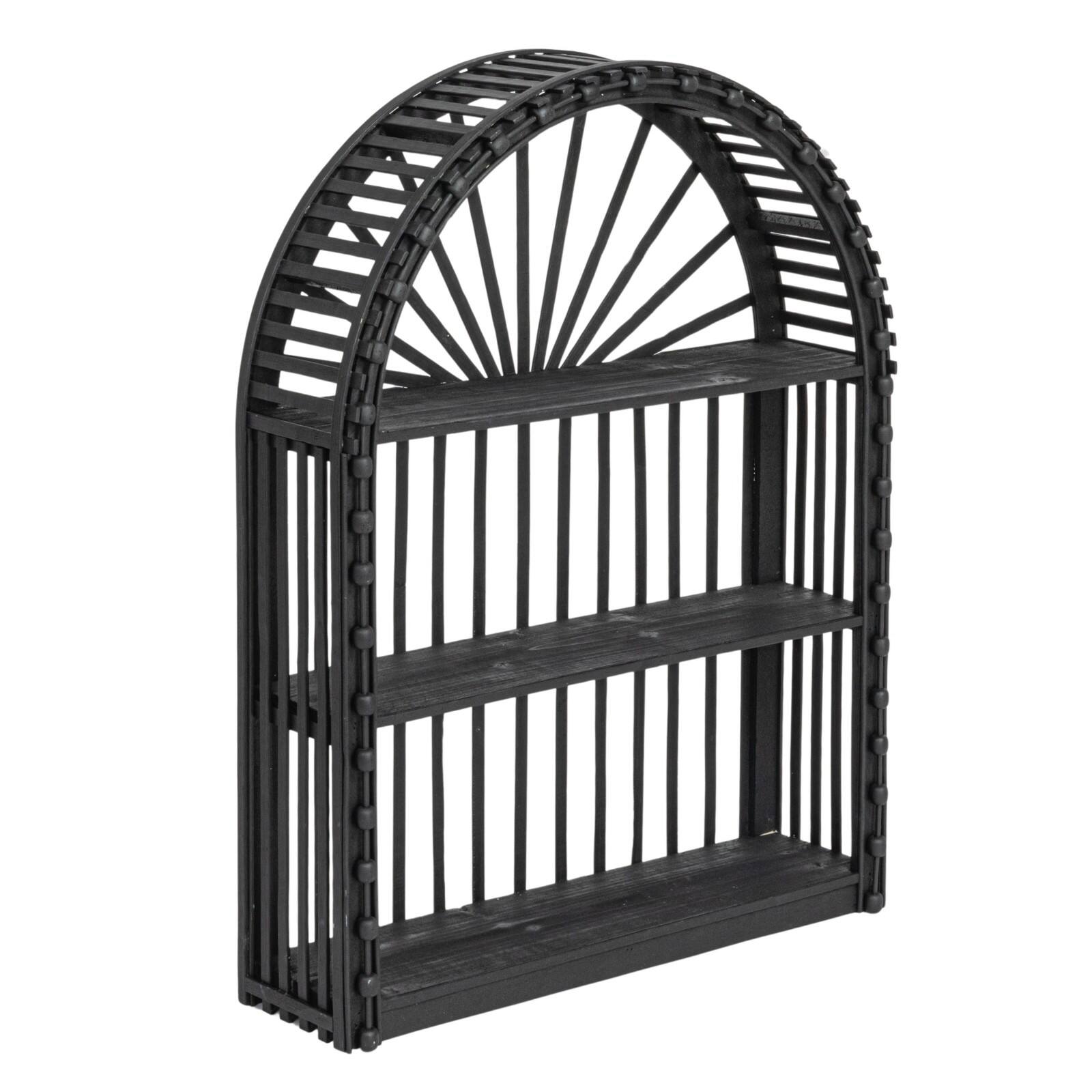 Hello Honey® Black Arched Bamboo & Wood Wall Shelf