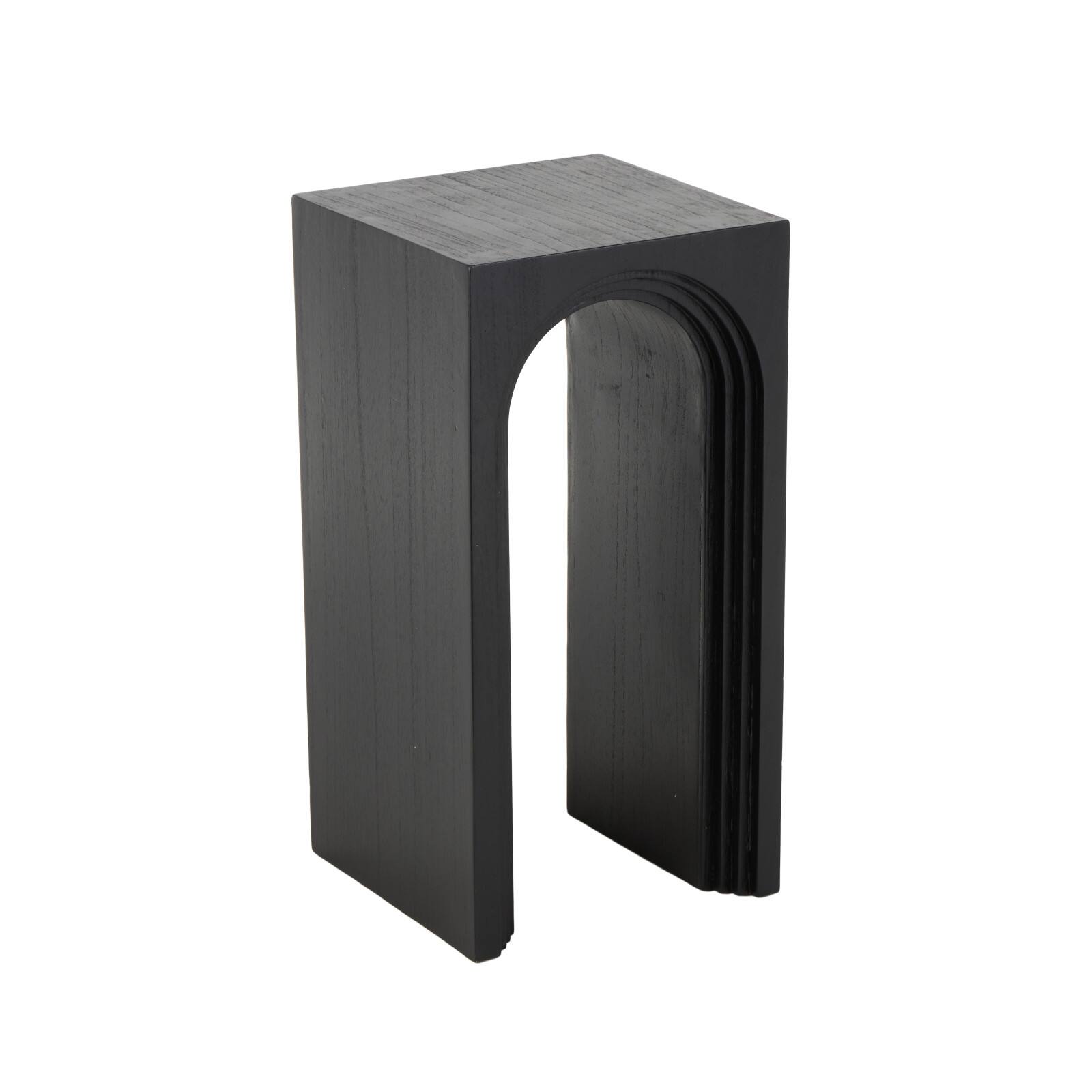 12" x 24" Black Wood Cutout Arch Side End Accent Table