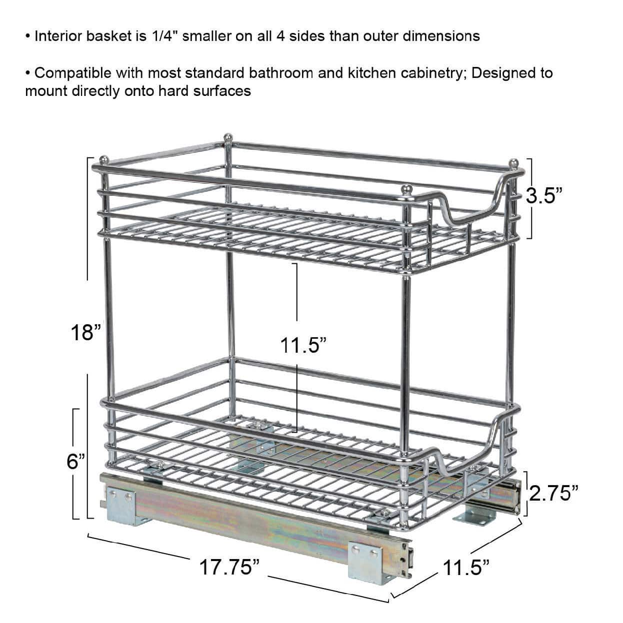 Household Essentials Glidez Chrome 2-Tier Cabinet Organizer