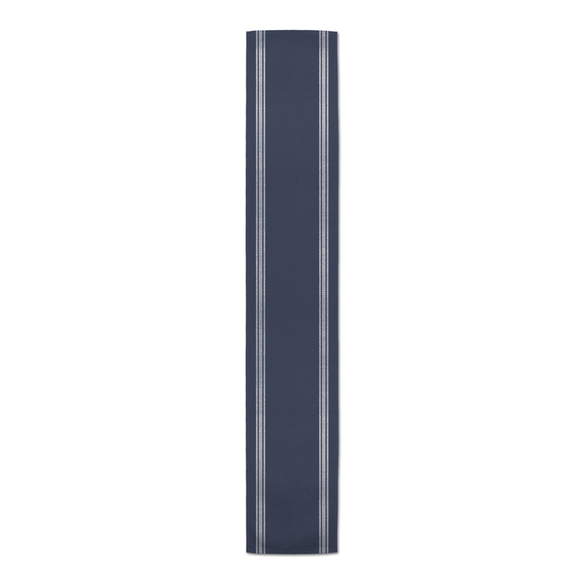 Blue Linen Stripe 16" x 72" Cotton Twill Runner