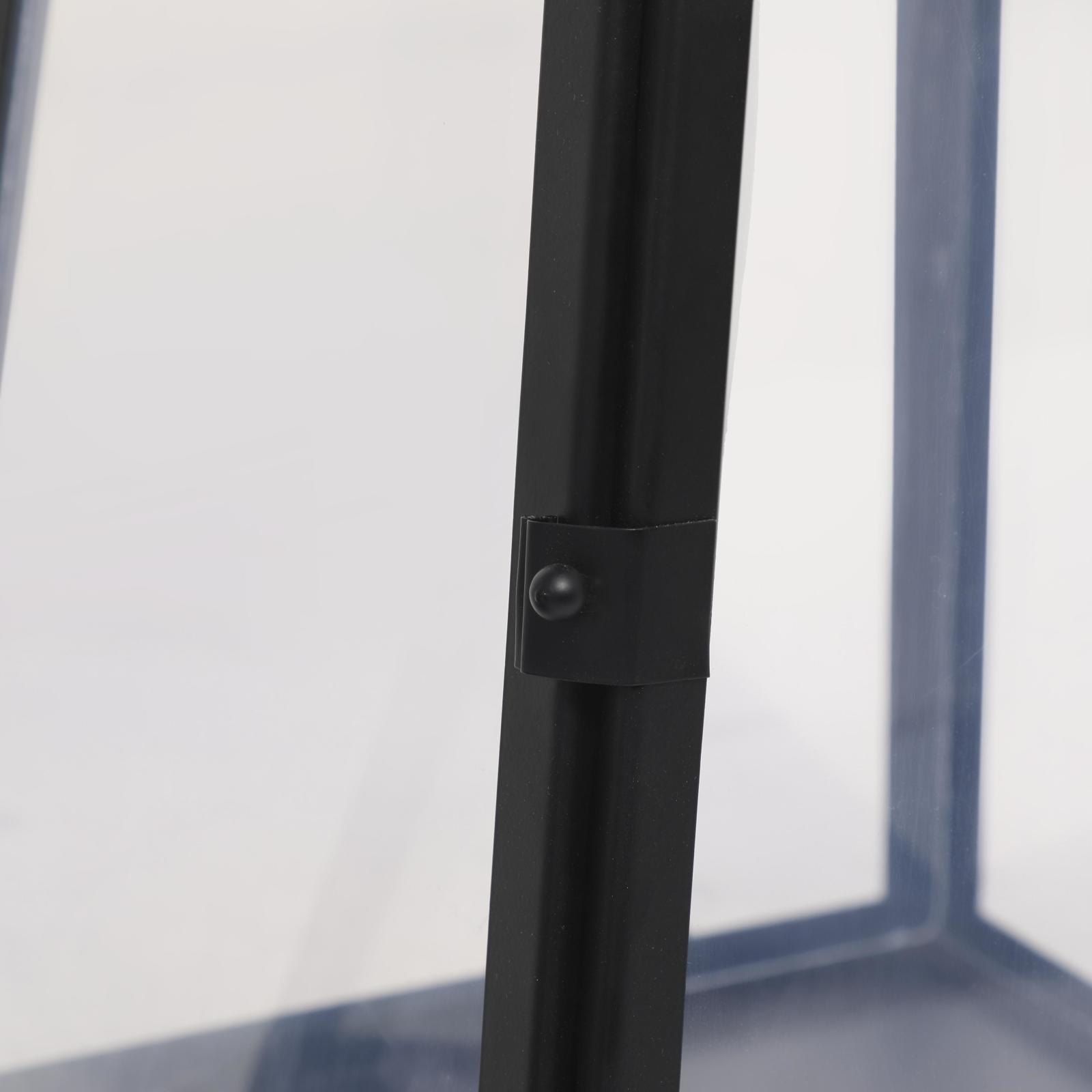 Tall Black Minimalist Metal Candle Lantern Set with Ring Handles