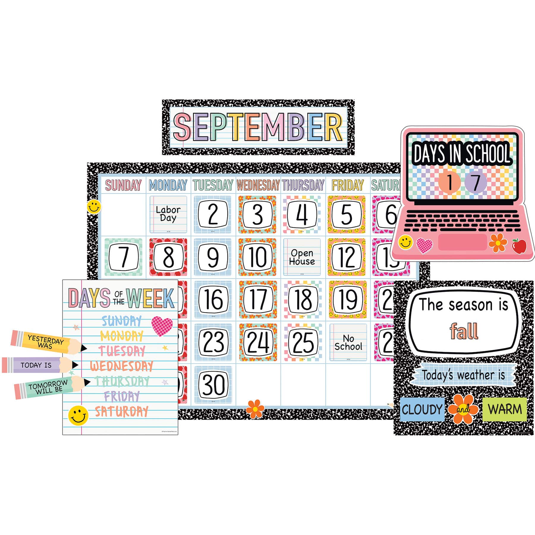 Teacher Created Resources® Cool for School Calendar Bulletin Board Set