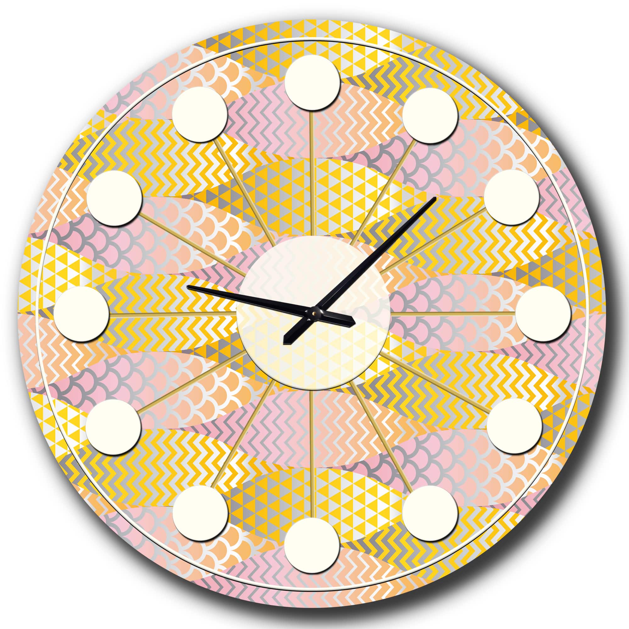 Designart 'Golden Geometrical Fish Scale Mid-Century Modern Wall Clock