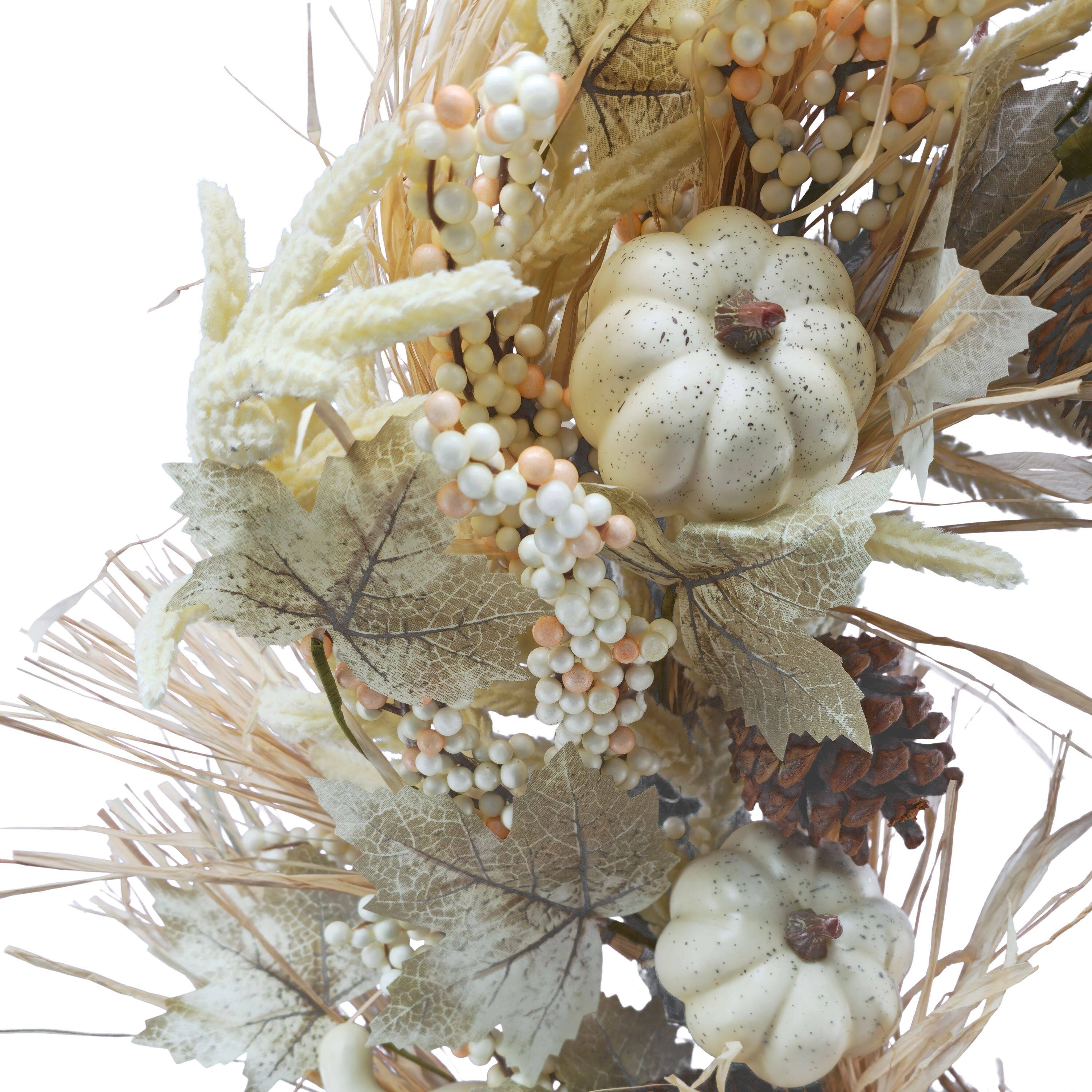 26" Cream Heather & Pumpkin Wreath by Ashland®
