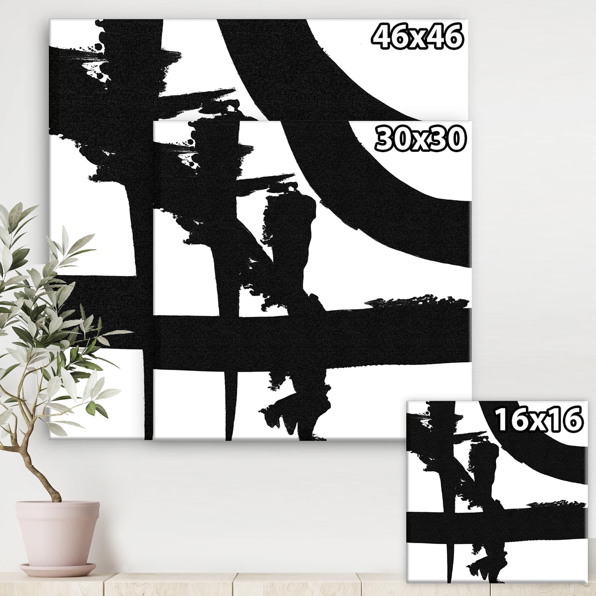 Designart - Black & White Crossing Paths I - Modern & Contemporary Gallery-wrapped Canvas