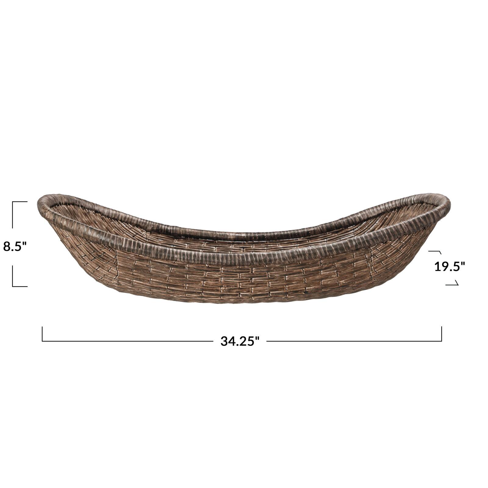 Hello Honey® 34.25" Brown Antique Woven Wicker Tray Basket