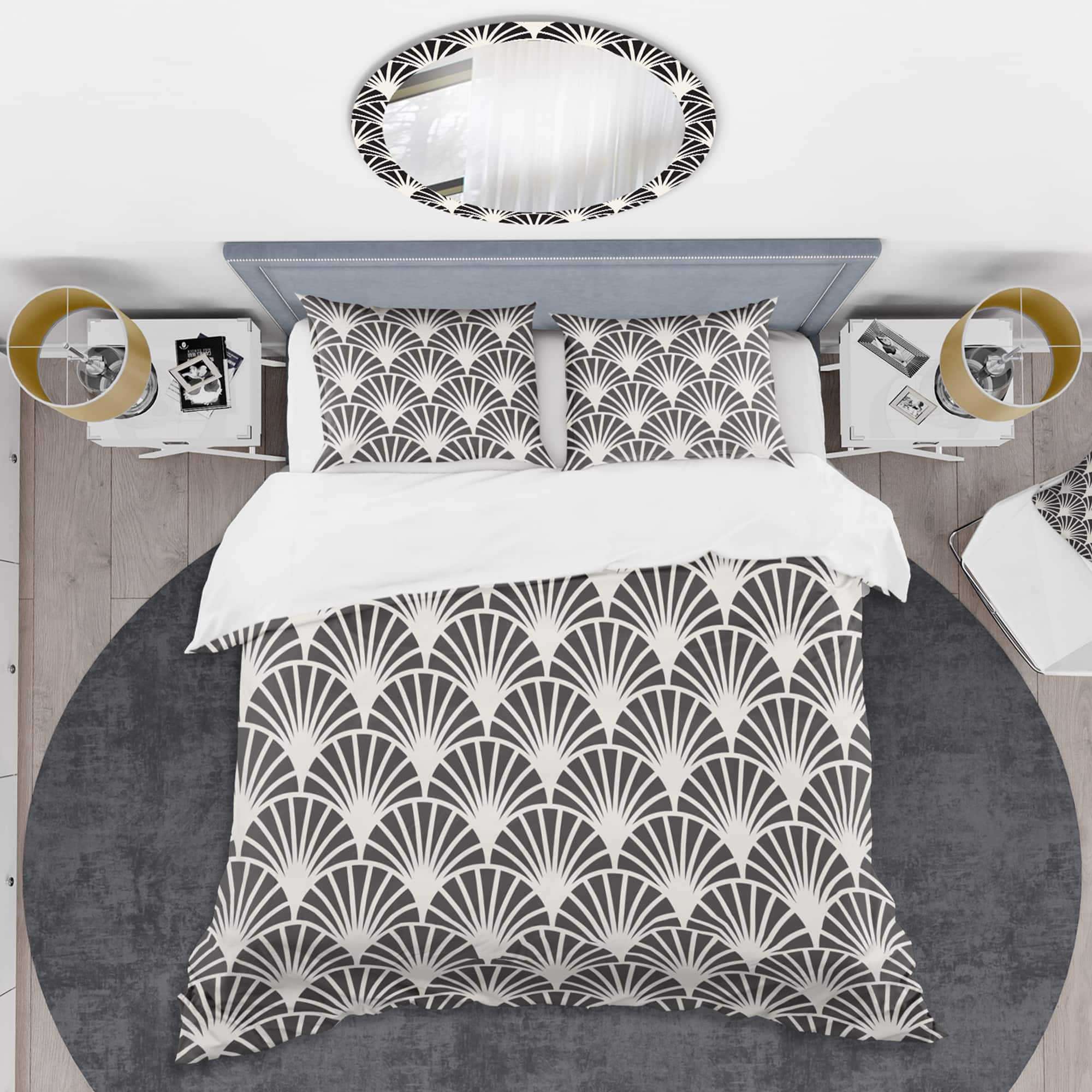 Designart 'Retro Art Deco Waves I' Mid-Century Duvet Cover Set
