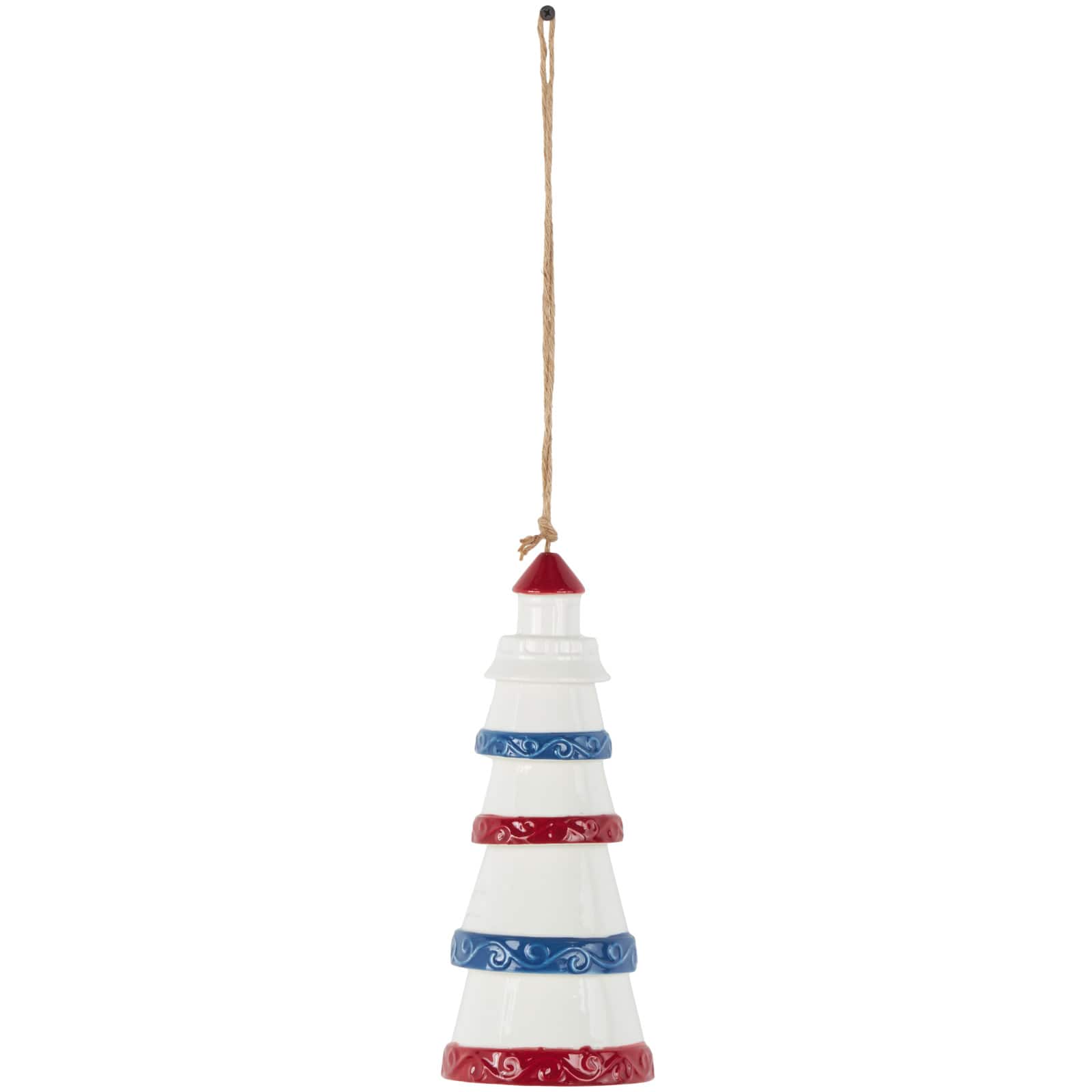 21" Red, White & Blue Ceramic Light House Windchime