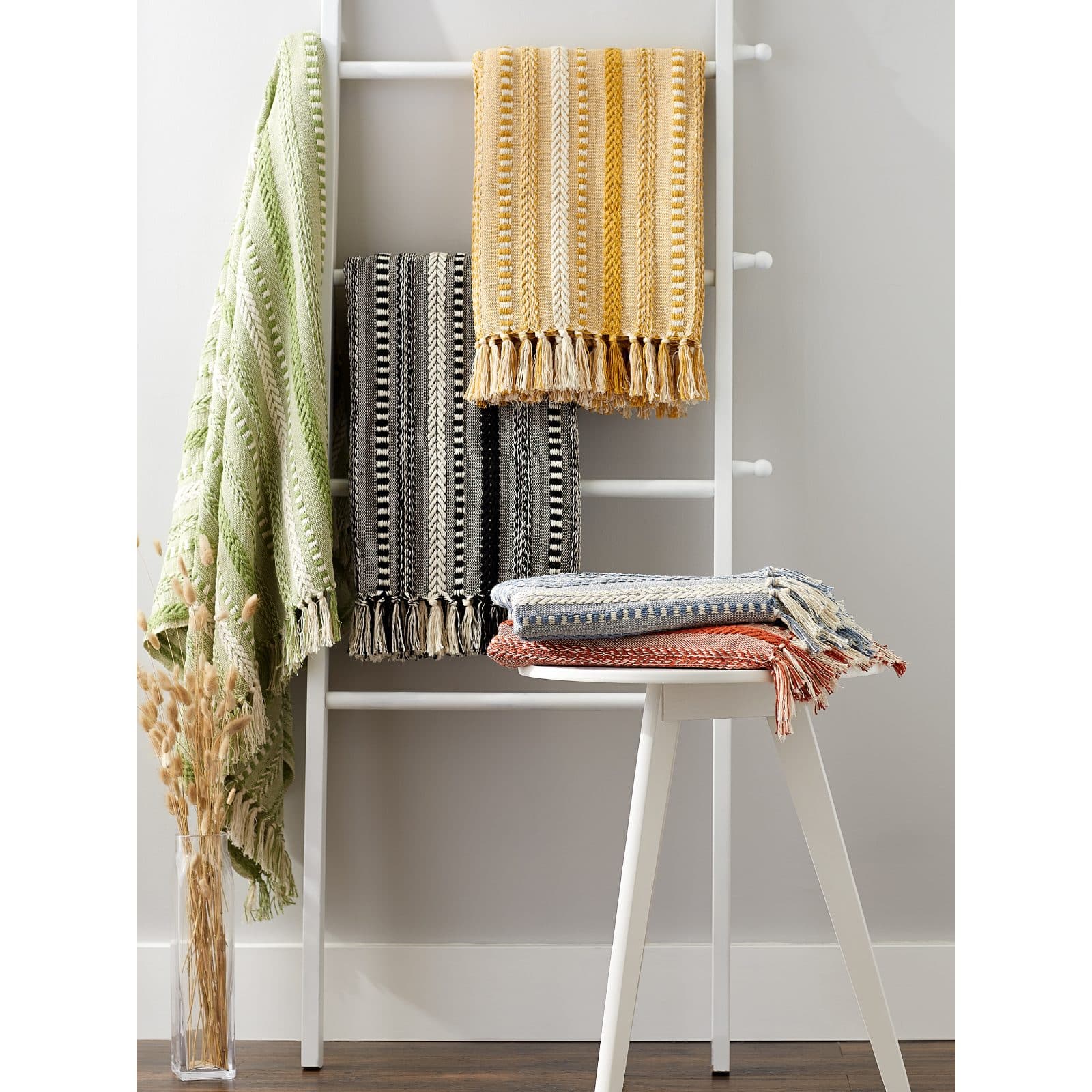 DII® Antique Green Braided Stripe Throw