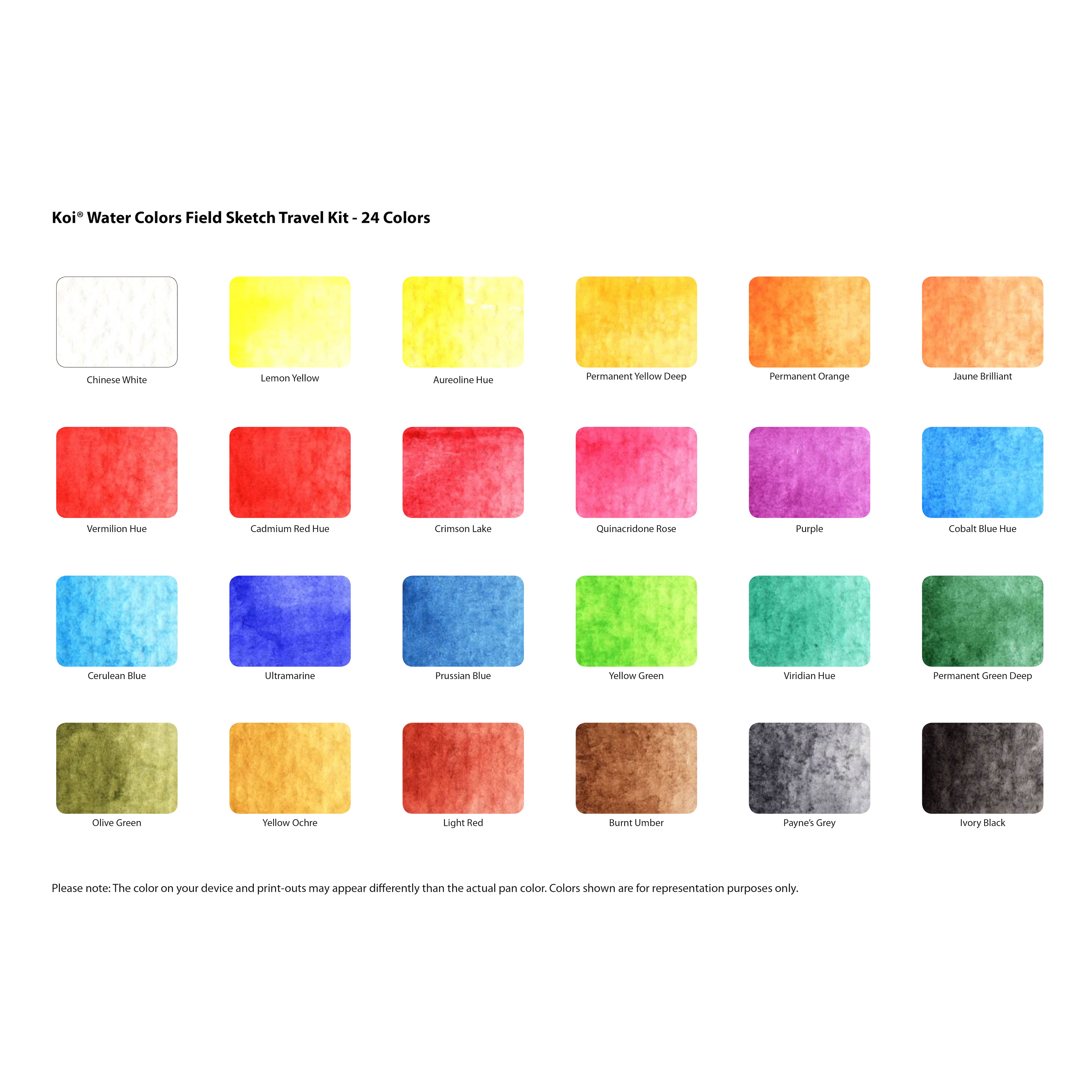 Koi® Water Colors™ Pocket Field Sketch Box, 24 Colors