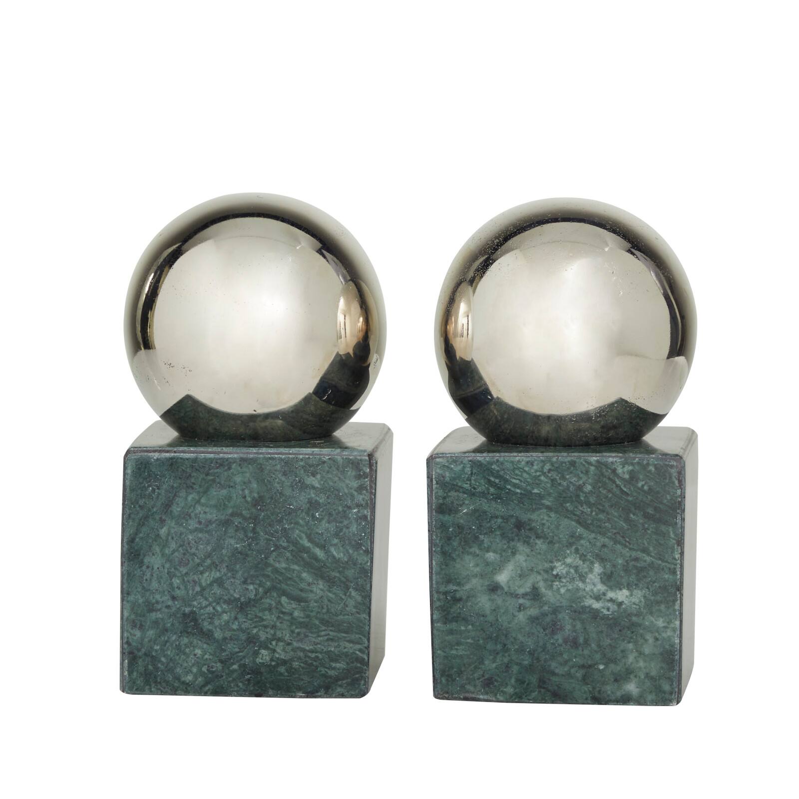 CosmoLiving by Cosmopolitan 7" Marble Orb Bookend Set