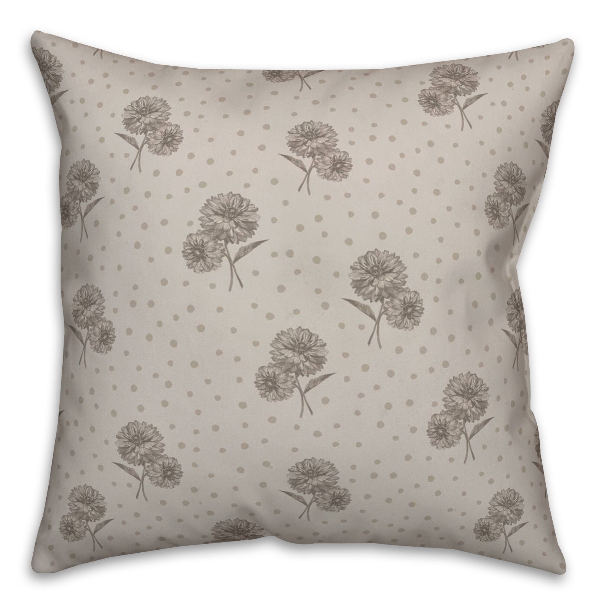 Floral Dots Throw Pillow