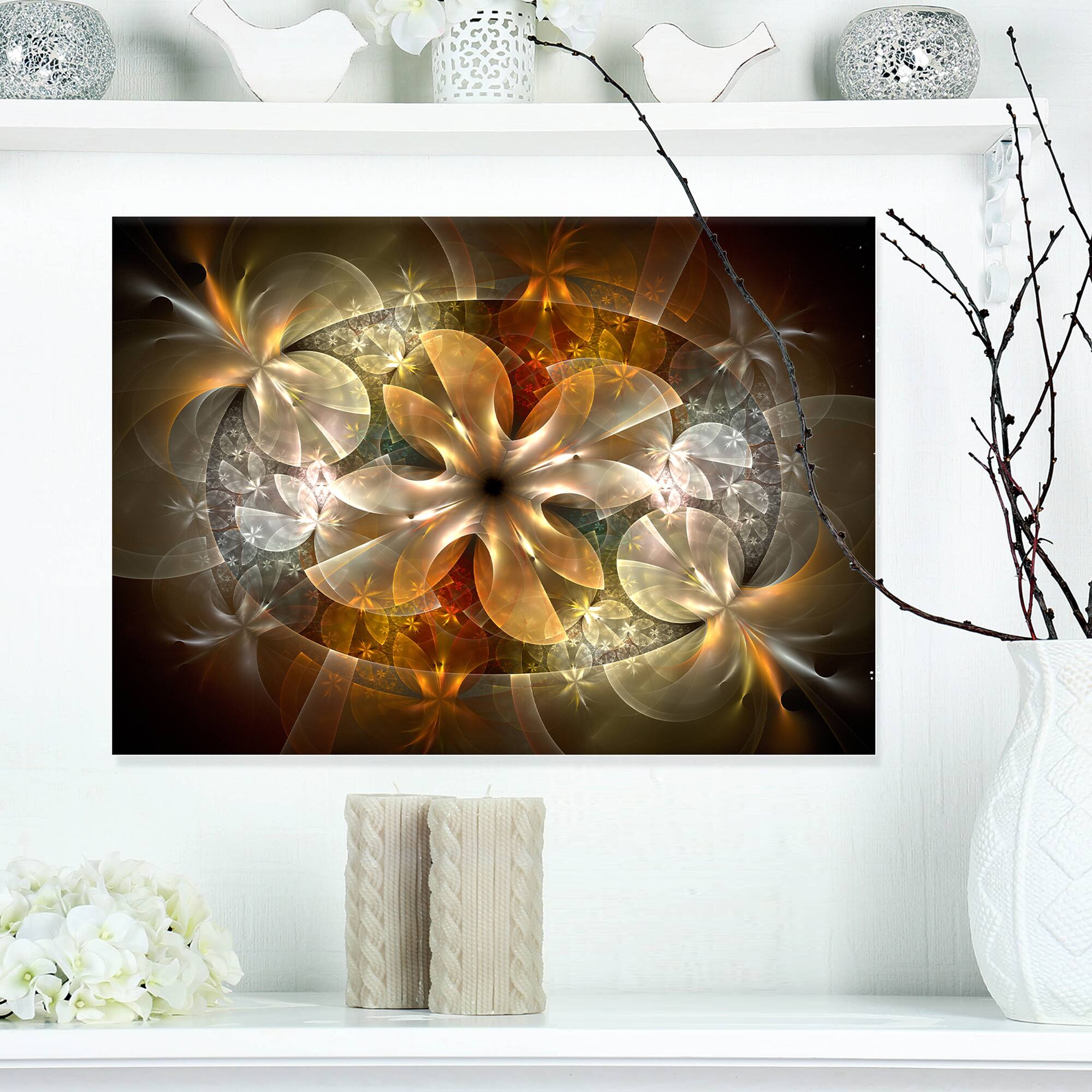 Designart - Fractal Flower with Blue Details