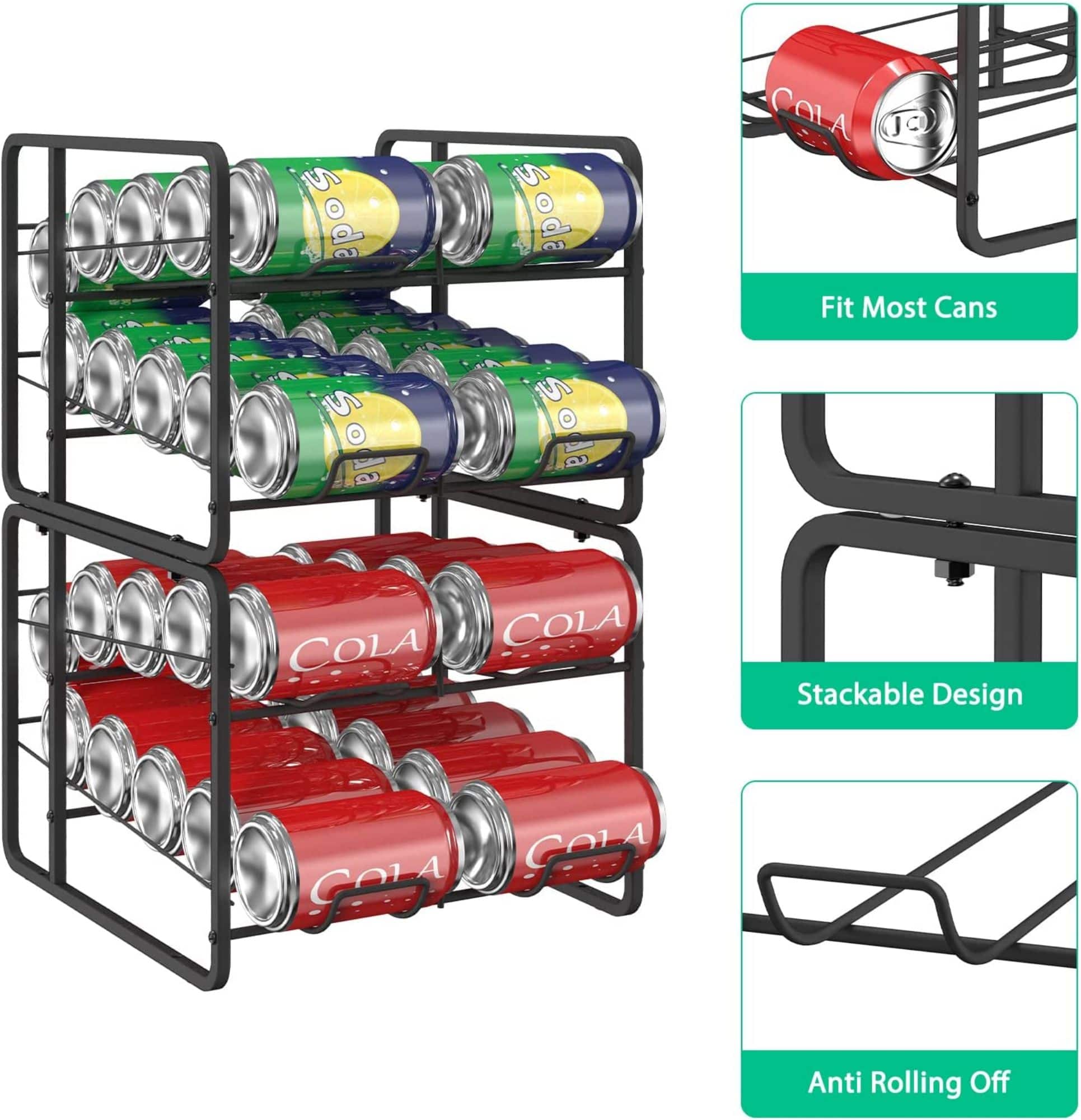 NEX™ Standard 12oz. 20-Can Capacity Black Organizer Rack Dispenser, 2ct.