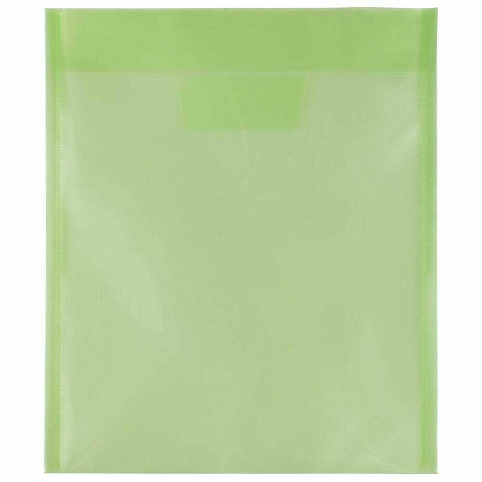 JAM Paper 9.88" x 11.63" Lime Green Plastic Tuck Flap Open End Envelopes, 12ct.