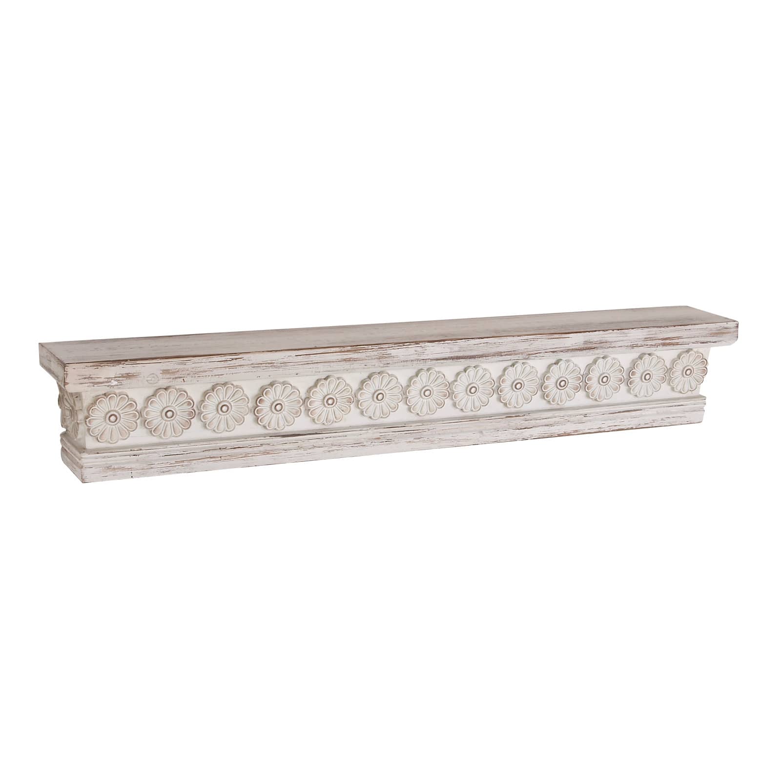 White Chinese fir wood Vintage Wall Shelf, 6" x 36" x 5"