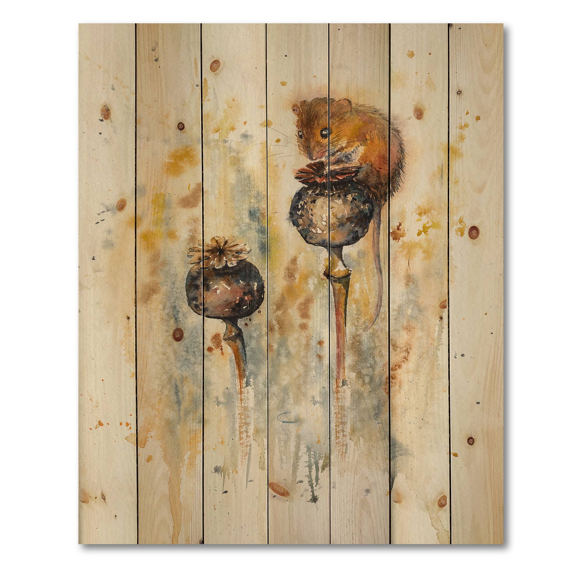 Designart - Mouse Sitting On Poppies