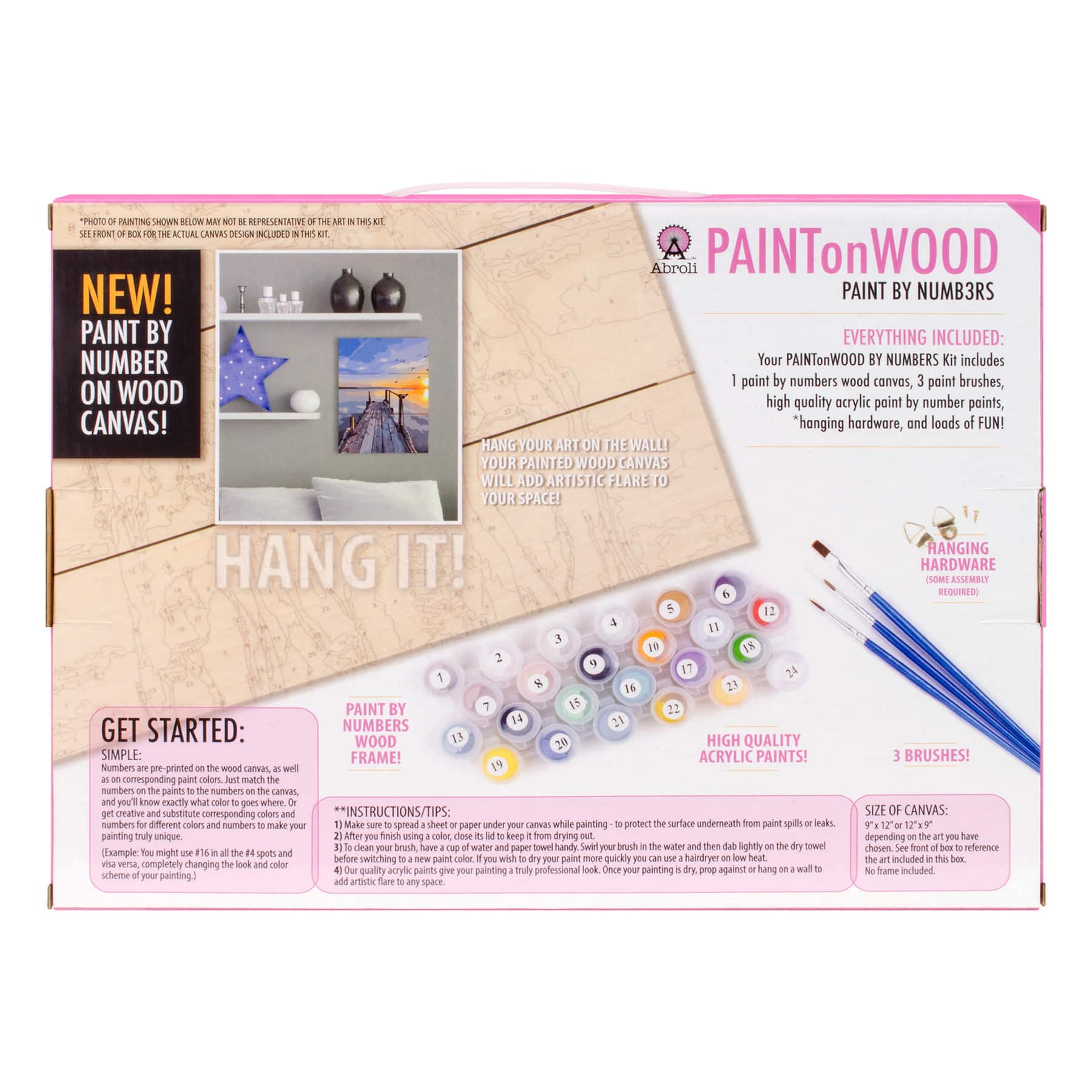 Abroli Small Bay Sunset Paint On Wood by Number Kit