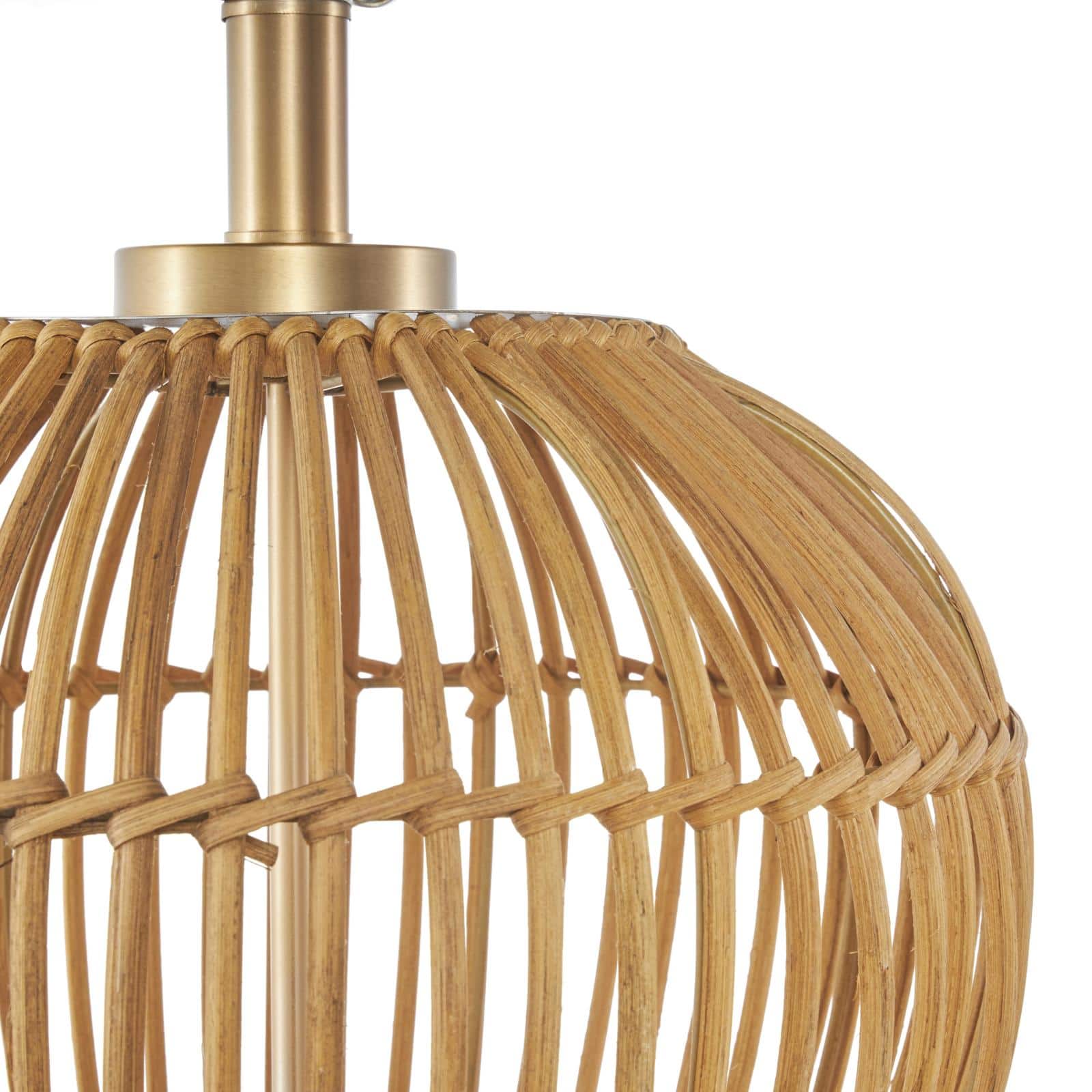 28" Brown Bohemian Round Woven Handmade Rattan Table Lamp