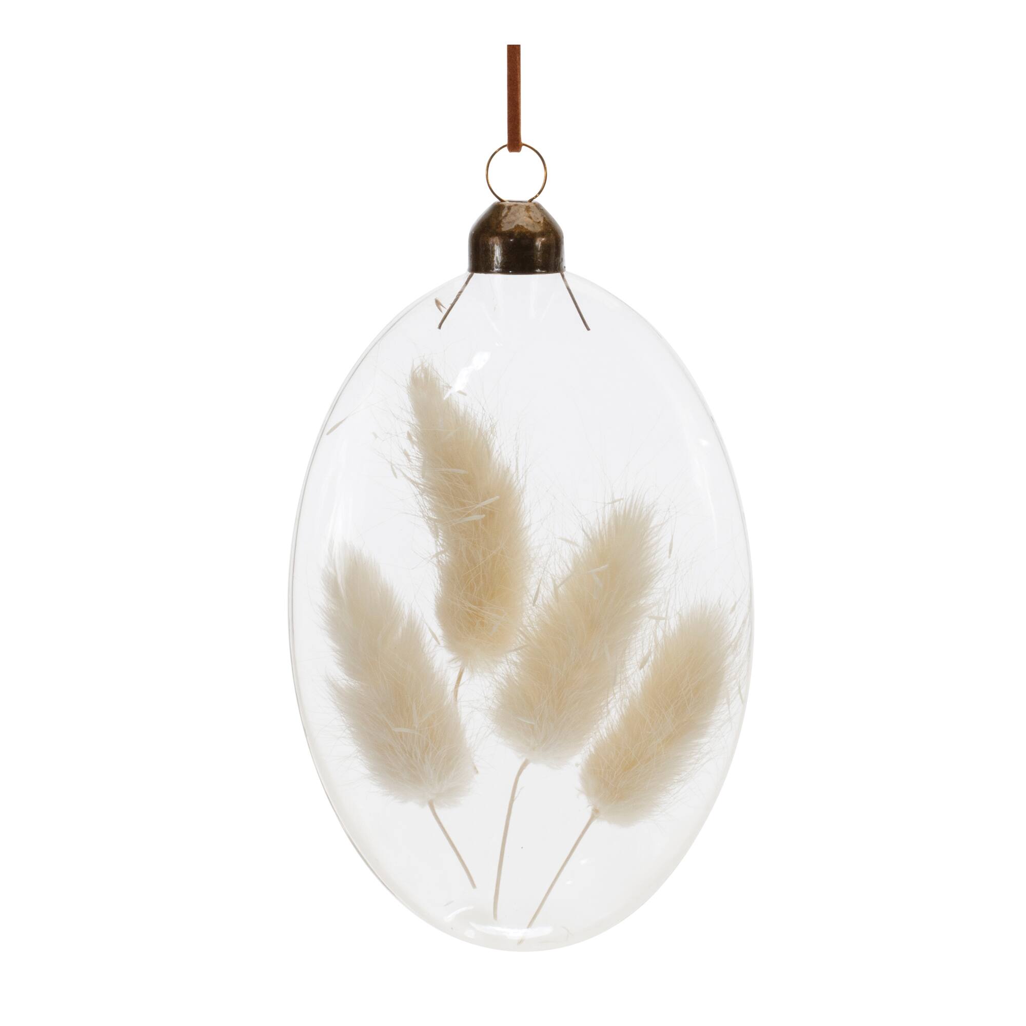 12 Pack 5.5" Natural Dried Floral Glass Ornaments