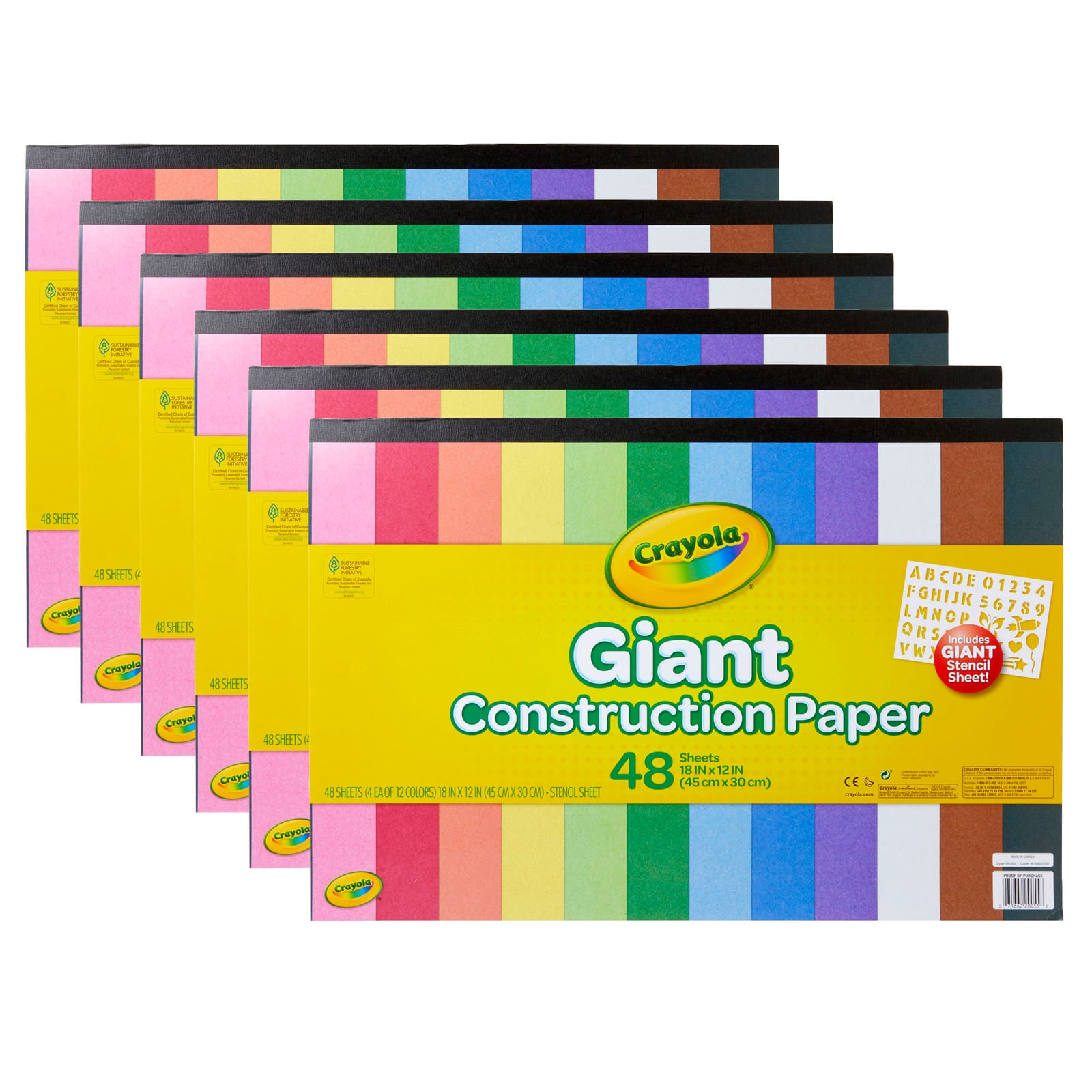 Crayola® 12" x 18" Giant Construction Paper Pad with Stencils Set, 6ct.